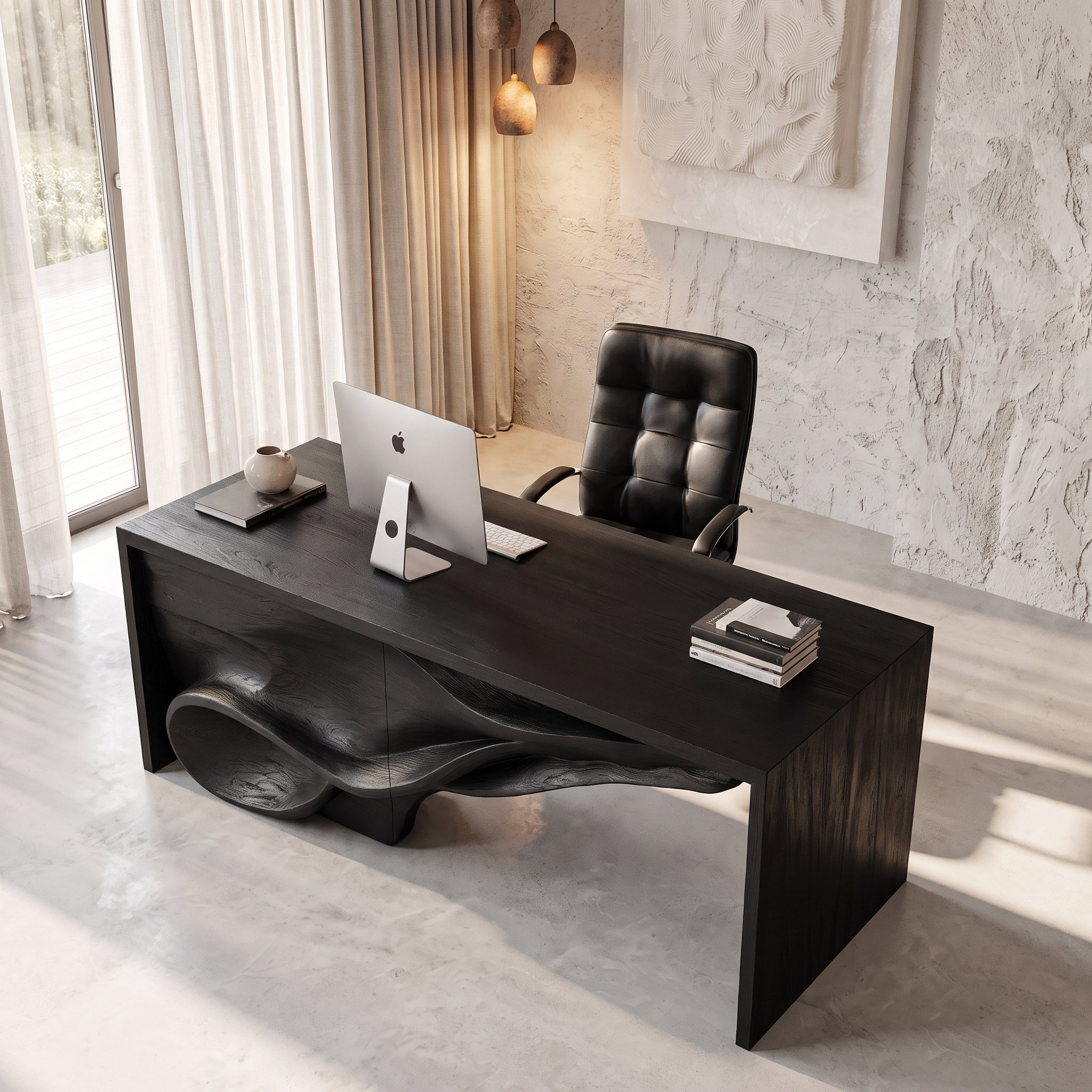 Sculptural Writing Desk Handcrafted Storage Design For Executive Home Office SINLHADE168