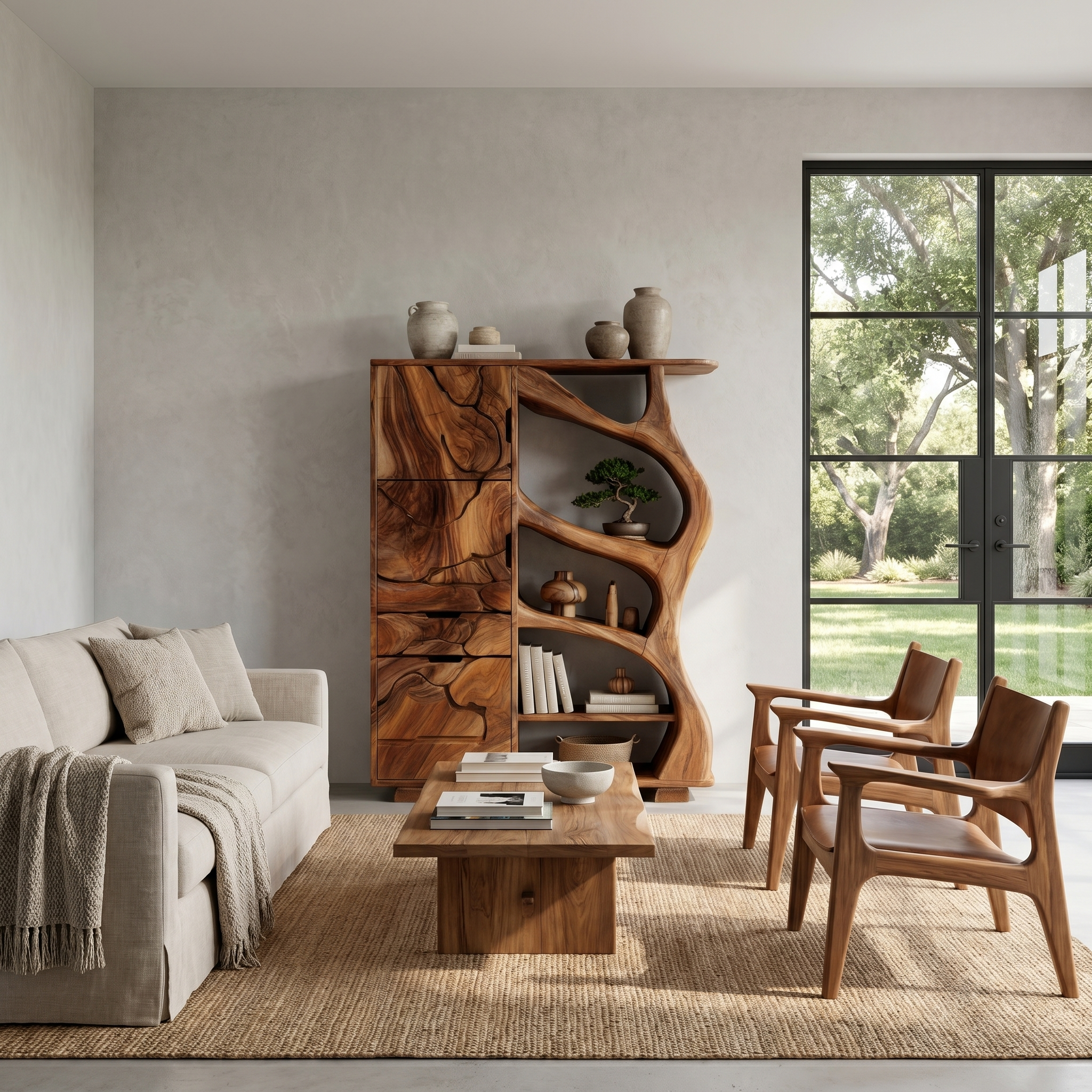 Nature Inspired Entryway Cabinet Organic Storage Design SINLHASC534