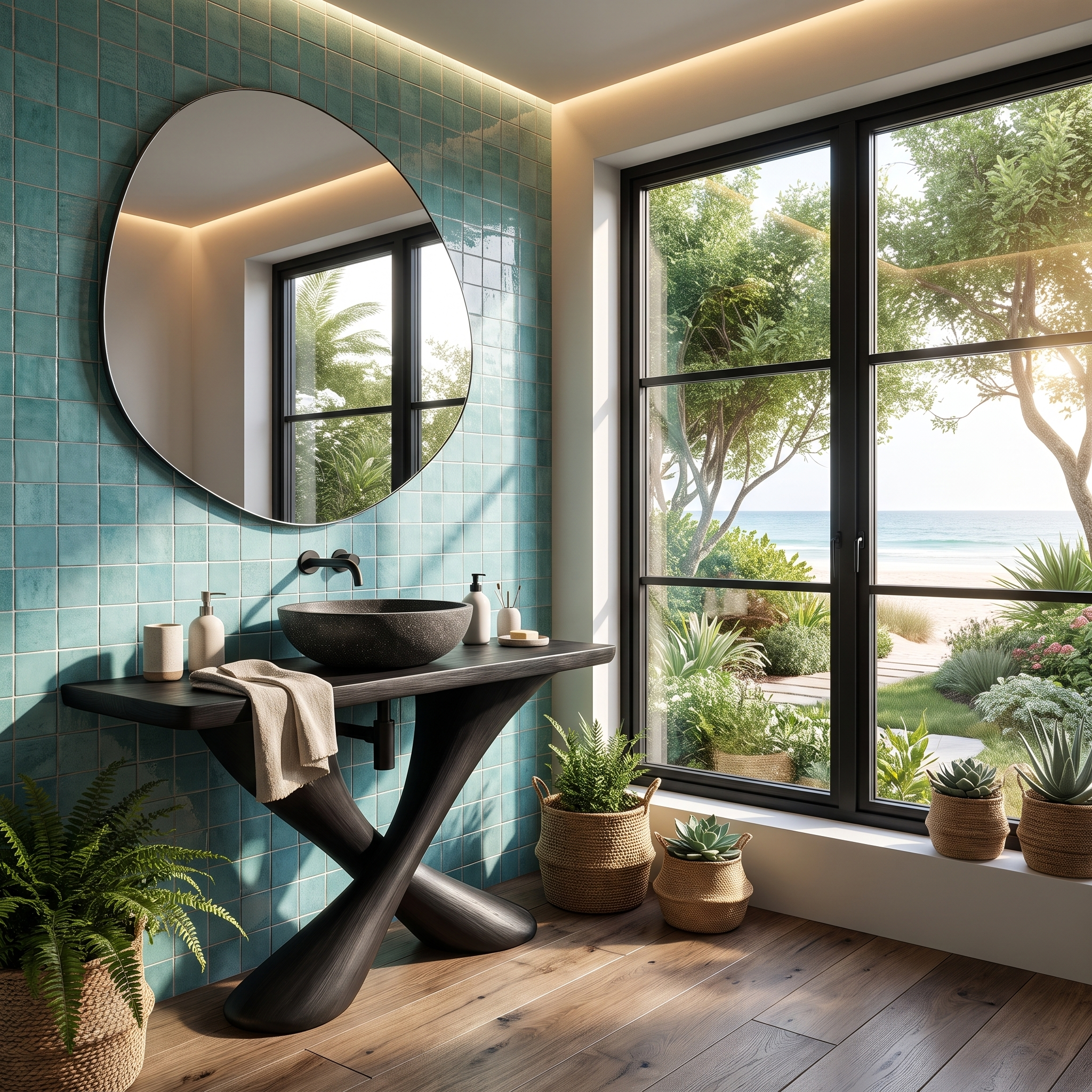 Organic Bathroom Vanity With Sculptural Tree Trunk Base For Bathroom SINLHABRV322