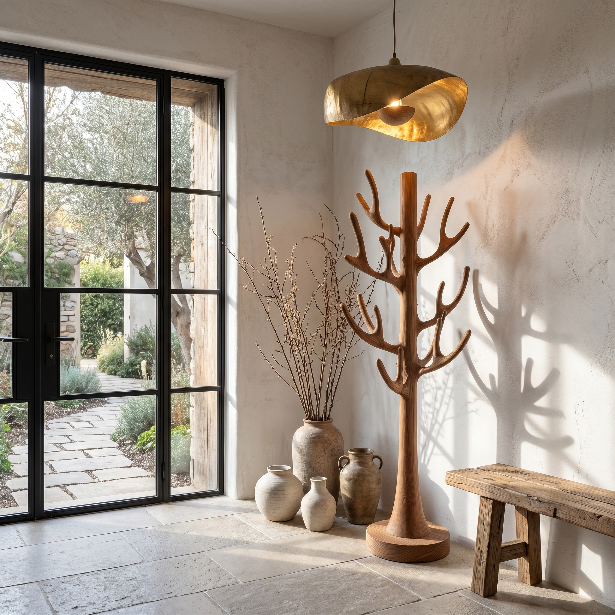 Tree Inspired Standing Coat Rack With Multiple Branch Hooks For Entryway SINLHATCR117