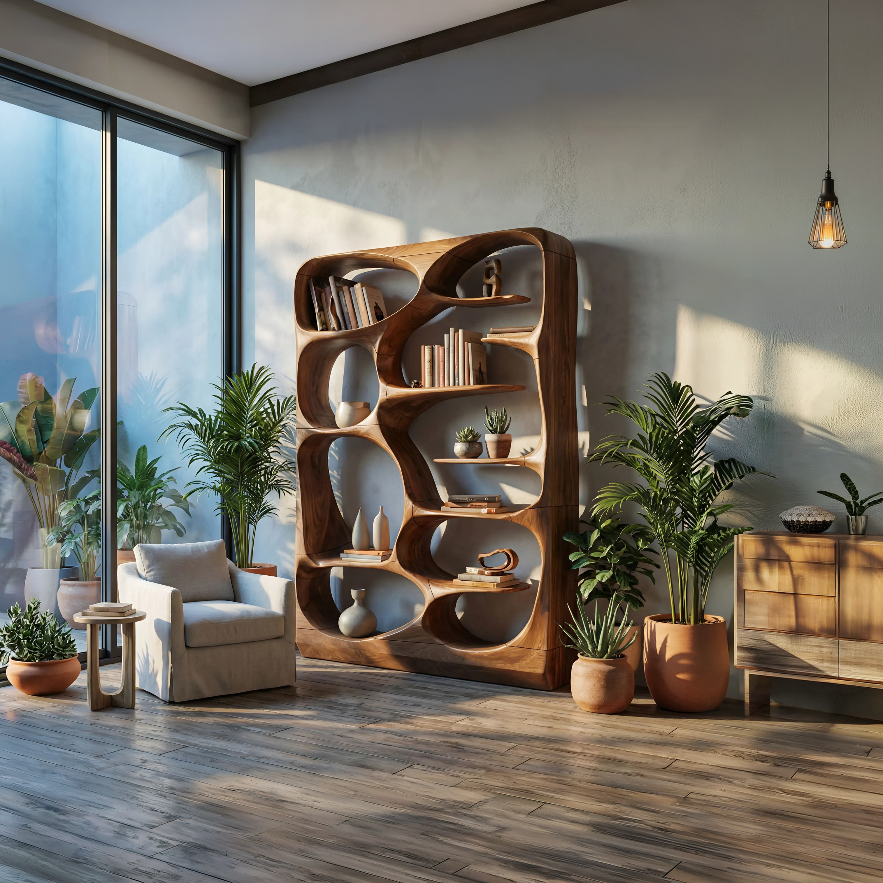 Modern Sculptural Bookshelf Storage Organizer For Living Room SILDTTNBS001