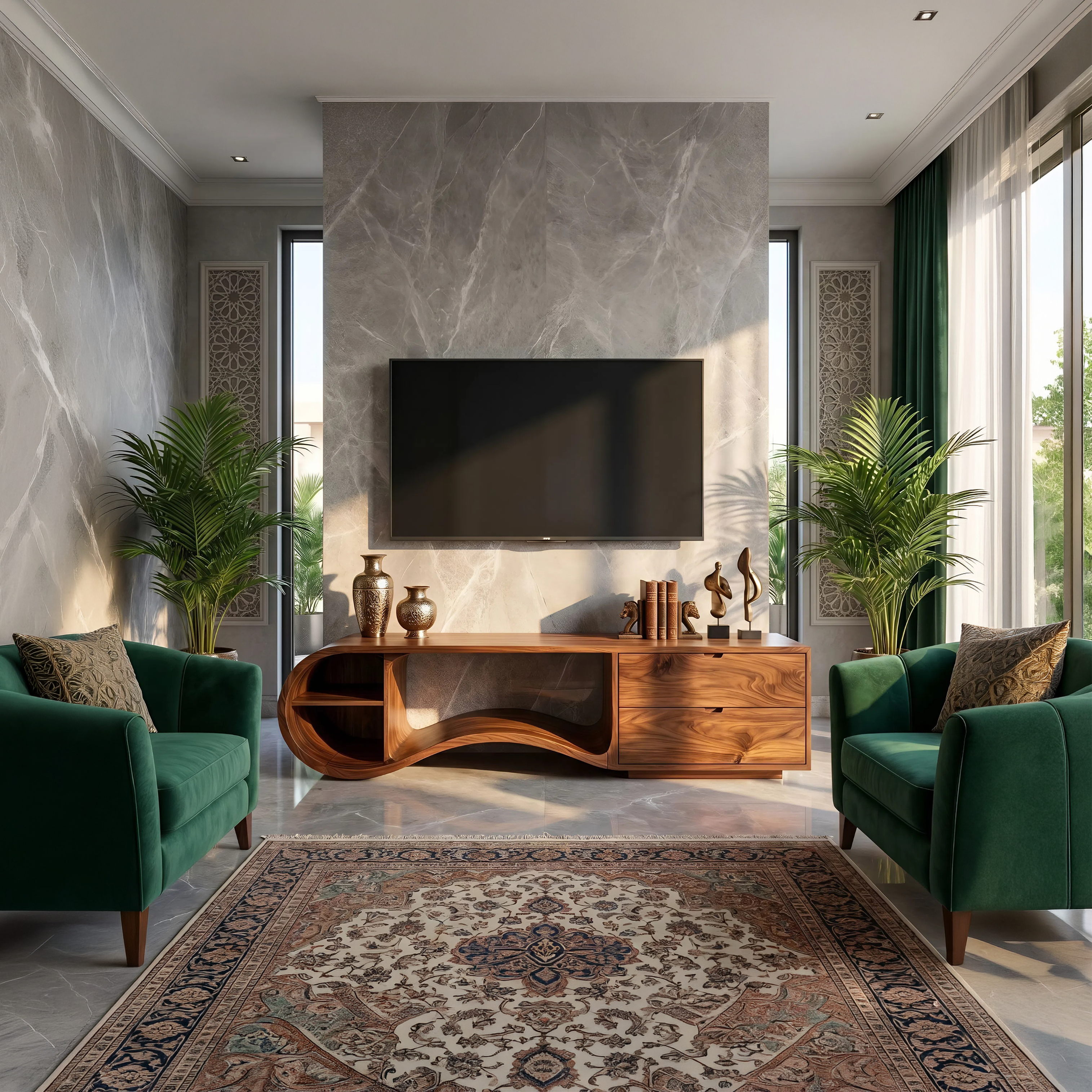 Contemporary Organic TV Cabinet For Living Room SILDTTNTVC127