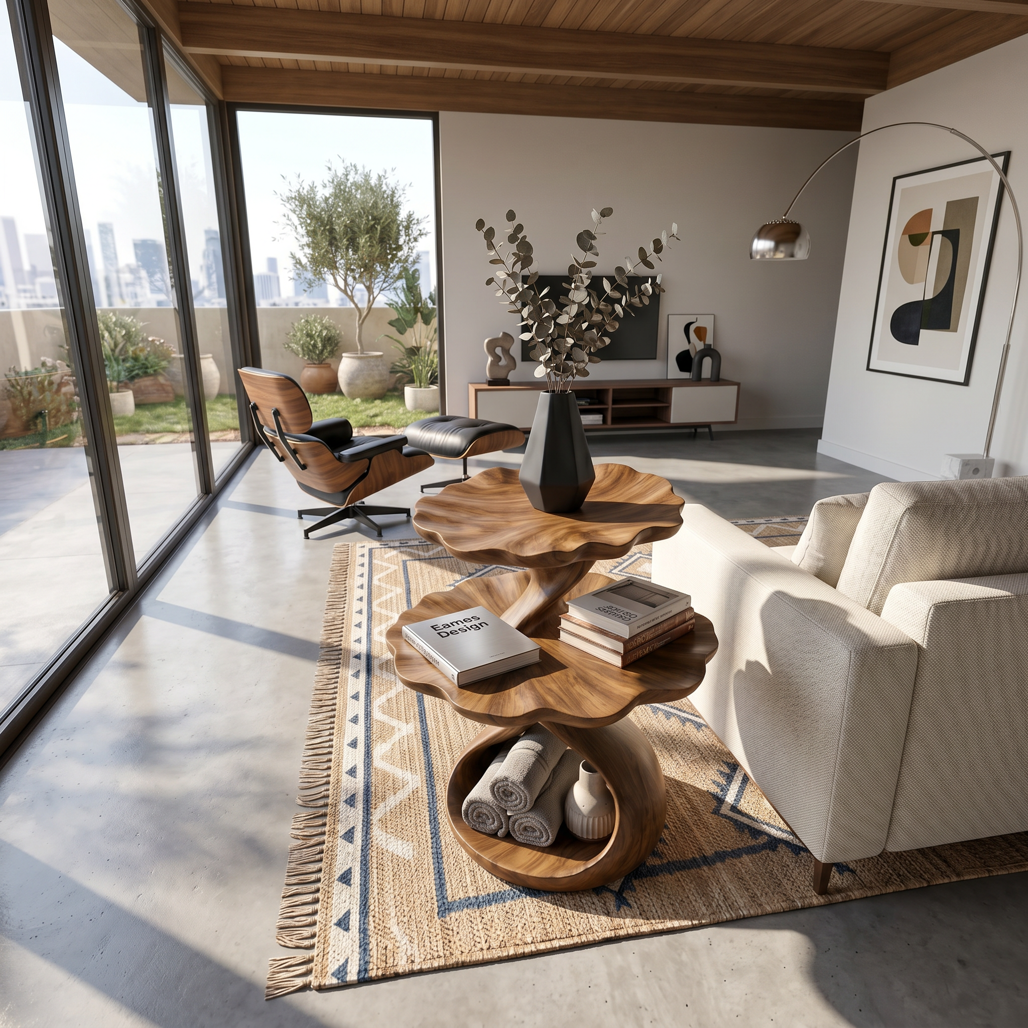 Mediterranean Two Tier Side Table Courtyard Living Room SILDTTRSTA026