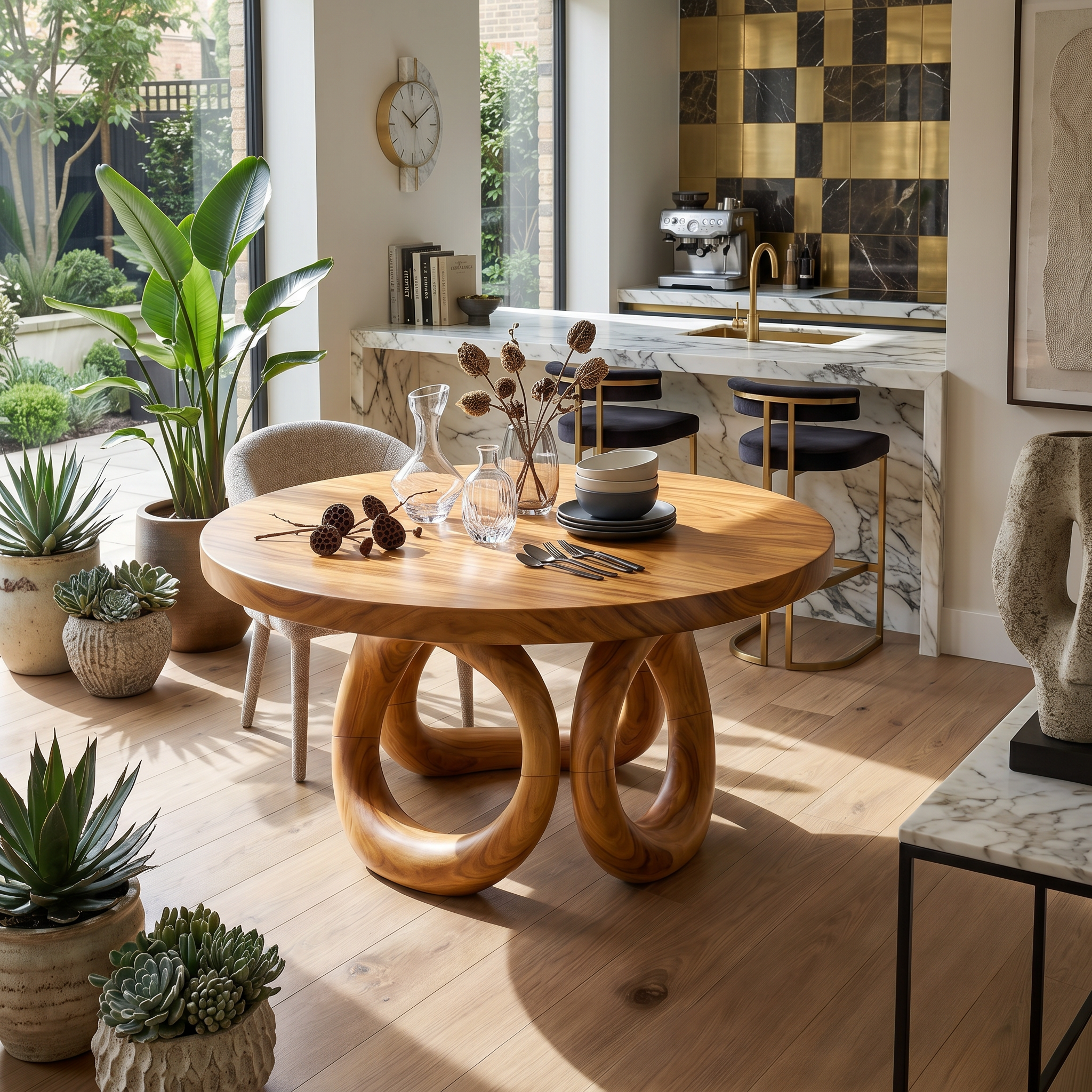 Modern Round Dining Set For Garden Kitchen SILDTTRDN055
