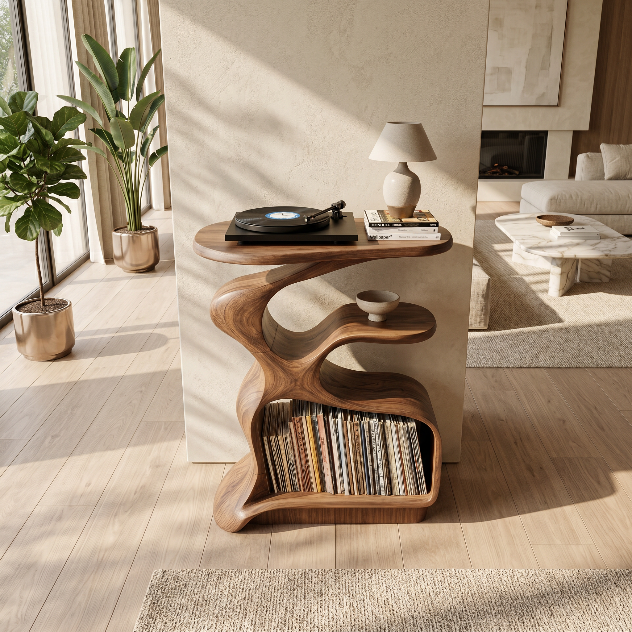 Mid Century Wooden Media Stand Stylish Living Room SILDTTNRPT004