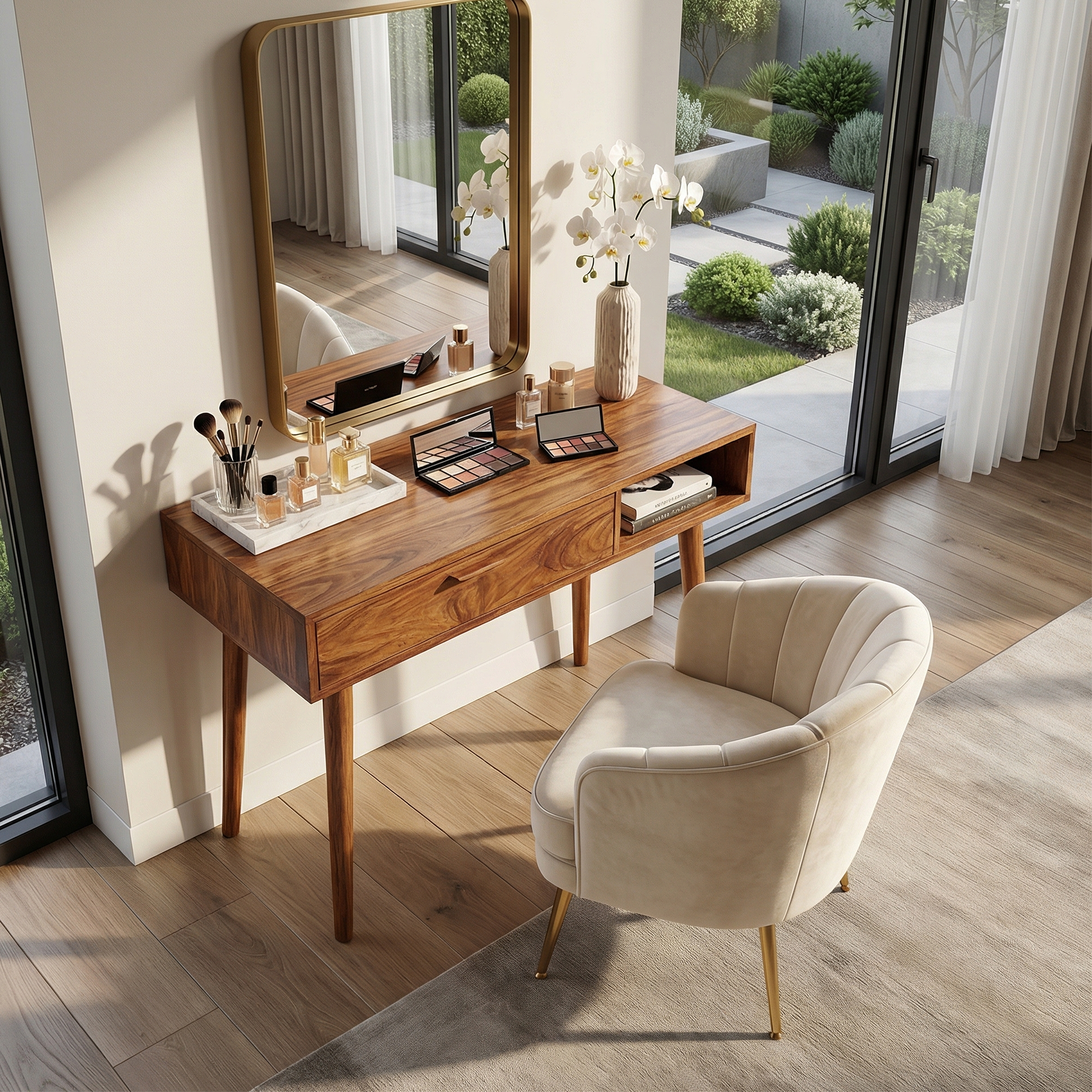 Japandi Makeup Desk Bedroom Dressing Area Personal Beauty Space SILDTTRMV016