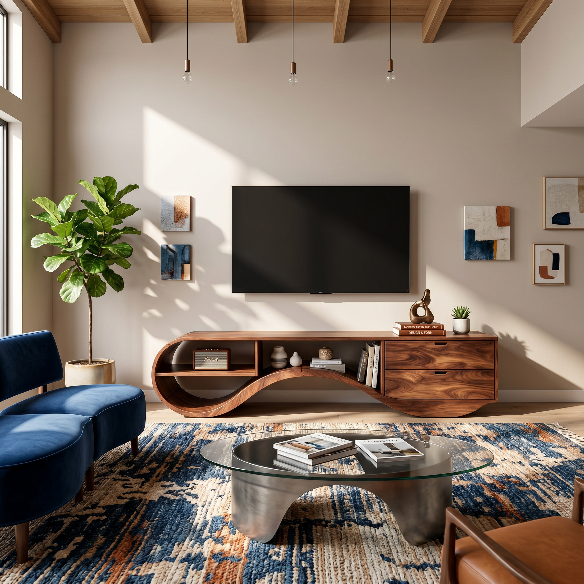 Minimalist Organic TV Console For Home Theater SILDTTNTVC133