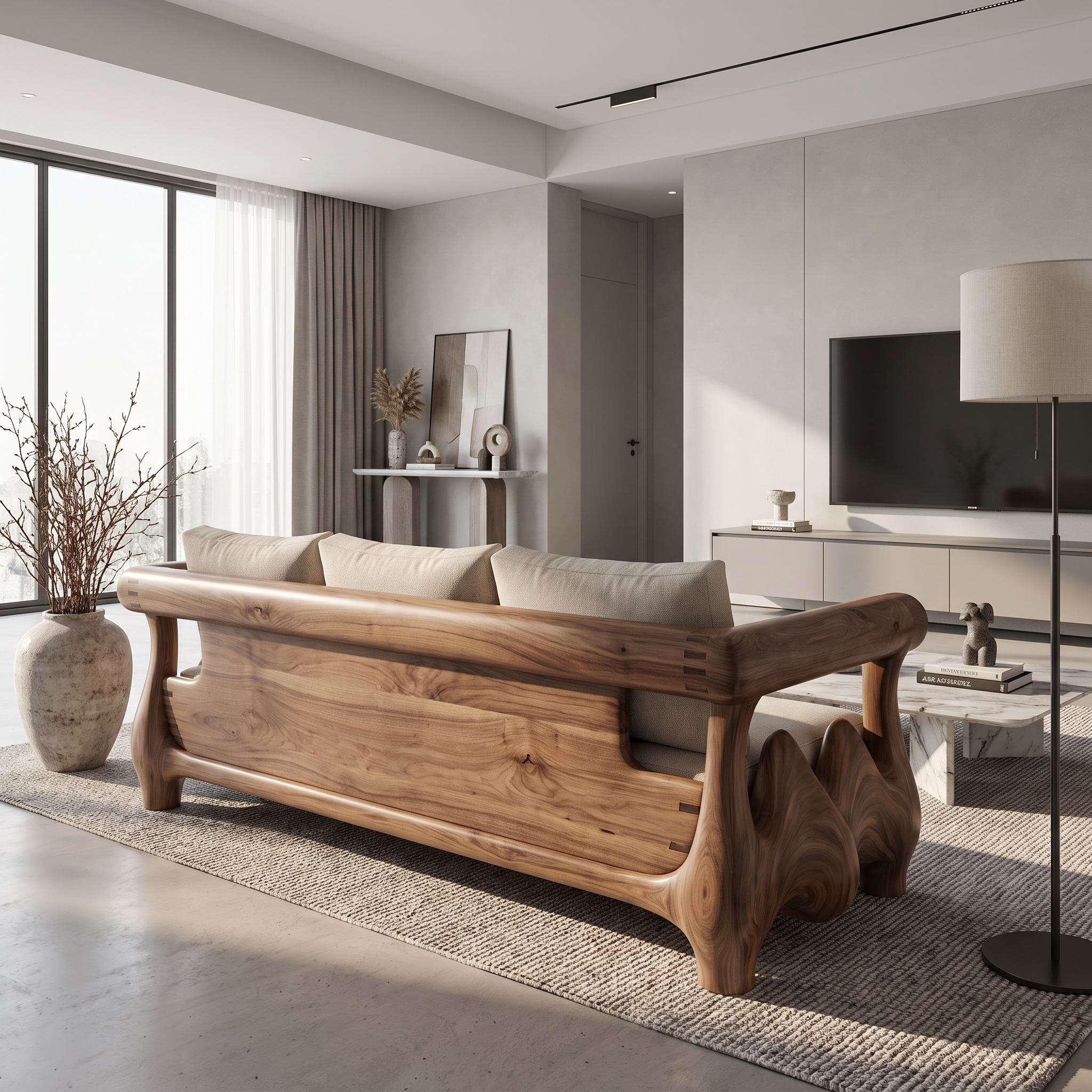 Statement Sofa Frame With Sculptural Tree Inspired Structure For Living Room SINLSASF053