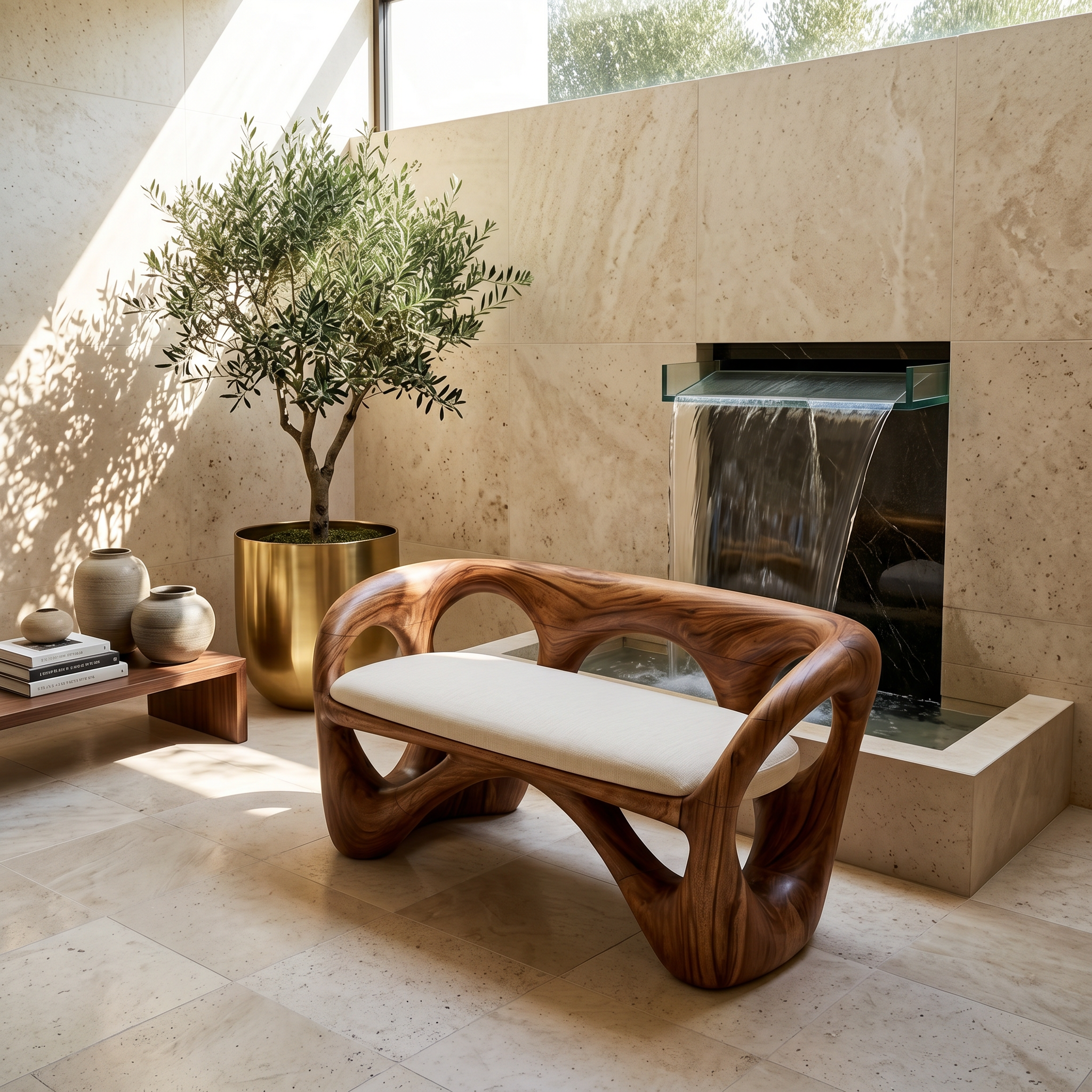 Organic Wooden Bench Contemporary Sunroom SILDTTRBEN080