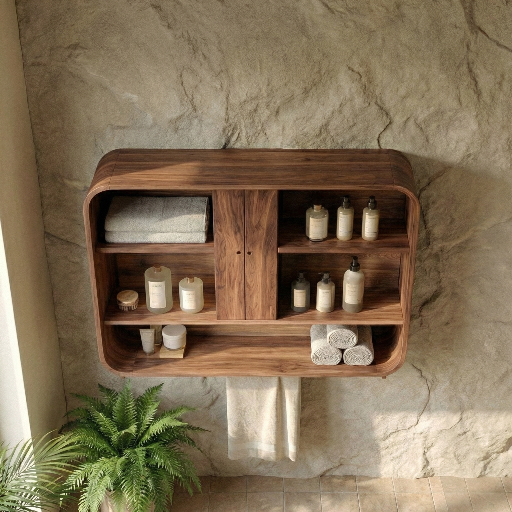 Minimalist Bathroom Cabinet Solid Natural Wood Material For Bathroom Space SINLSABCT012