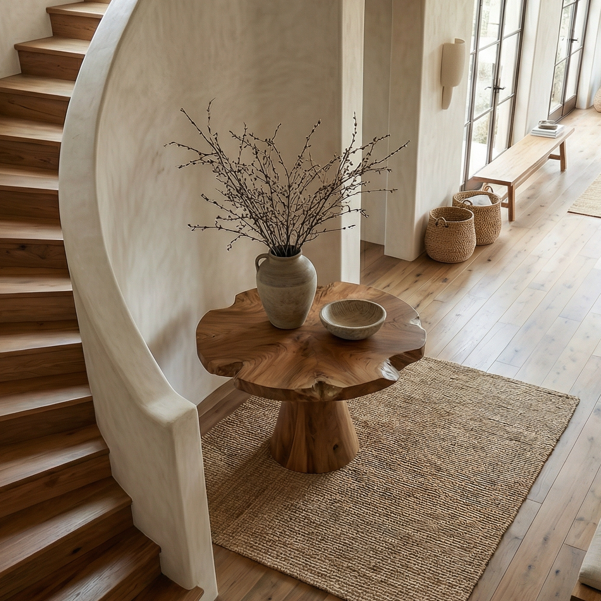 Organic Live Edge Foyer Table For Entryway SINLSAFT013