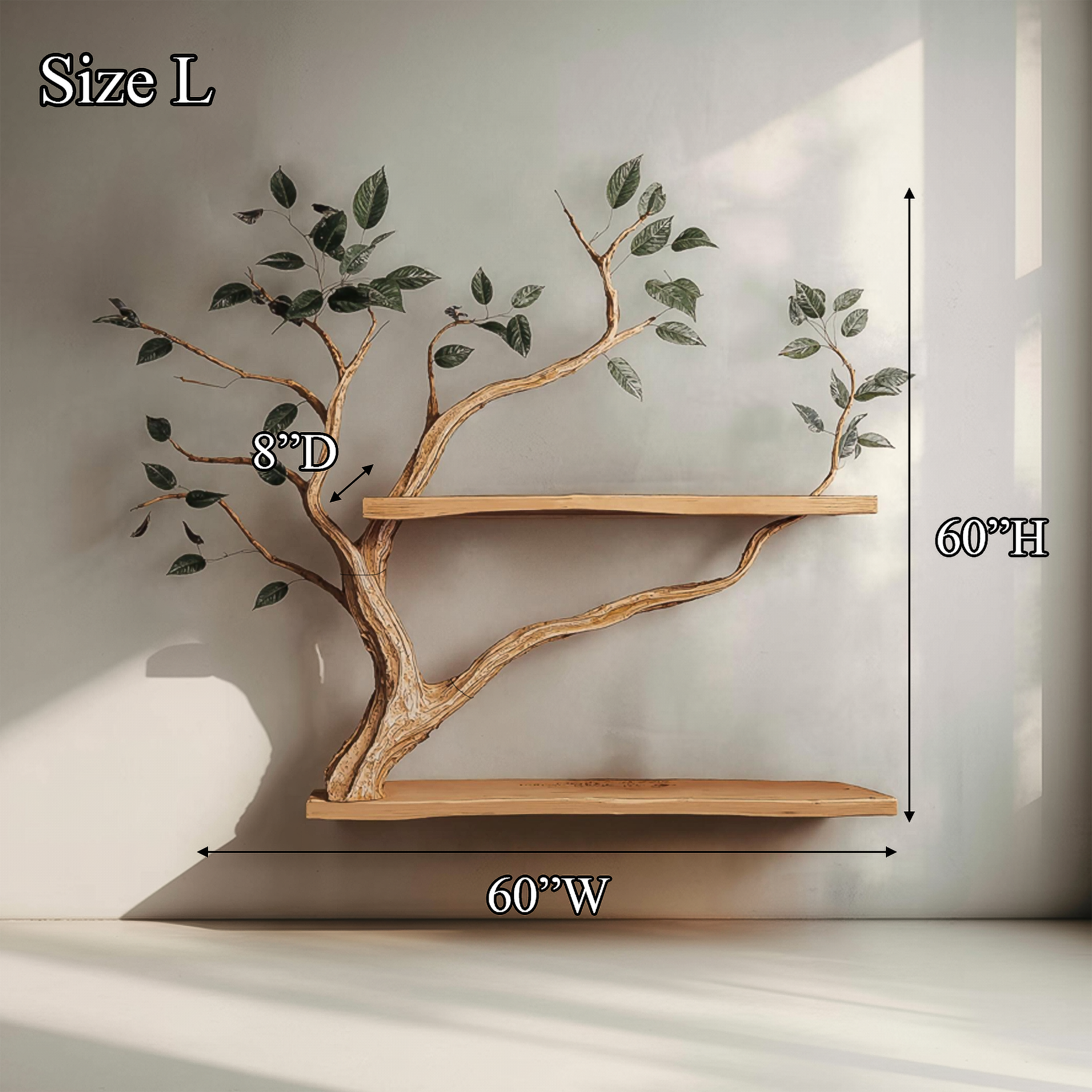 Rustic Sculptural Branch Display Shelf Solid Wood Living Room Interior Wall Feature SINLSATBS104SHNA