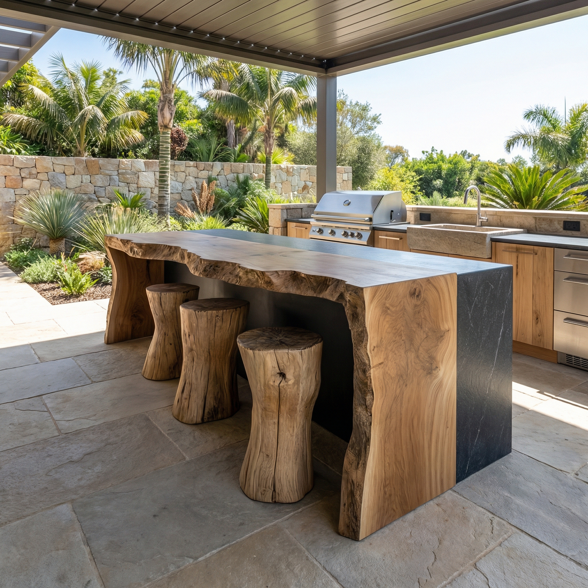 Modern Live Edge Kitchen Island For Kitchen And Breakfast Bar SINLSAKI127
