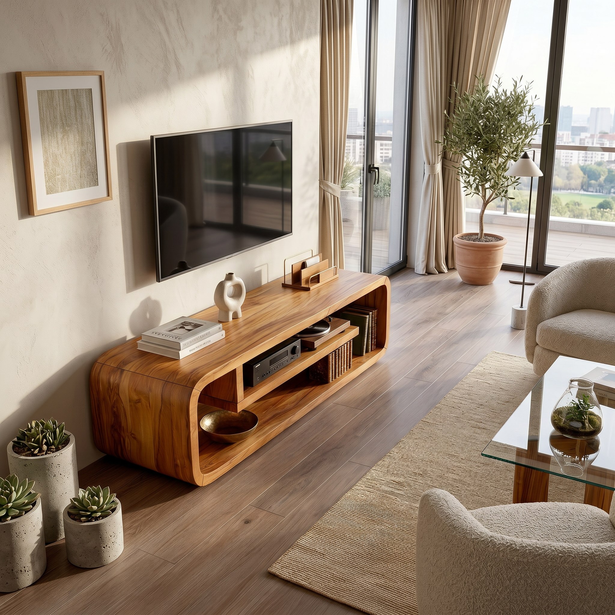 Luxury Curved Media Console For Wine Room Interior SILDTTRTVC090