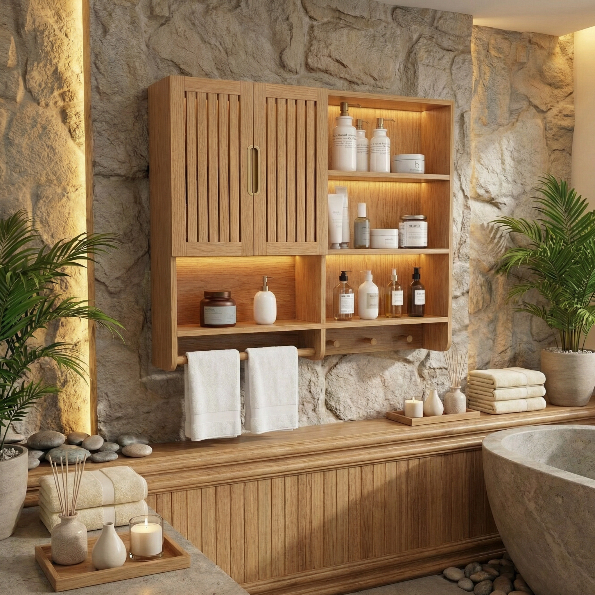Modern Spa Bathroom Storage Cabinet For Bathroom And Vanity Wall SINLSABCT007