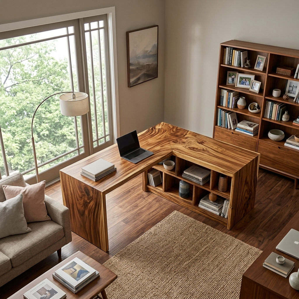 Modern Wooden Desk With Shelves For Home Office RTTHTTDE071