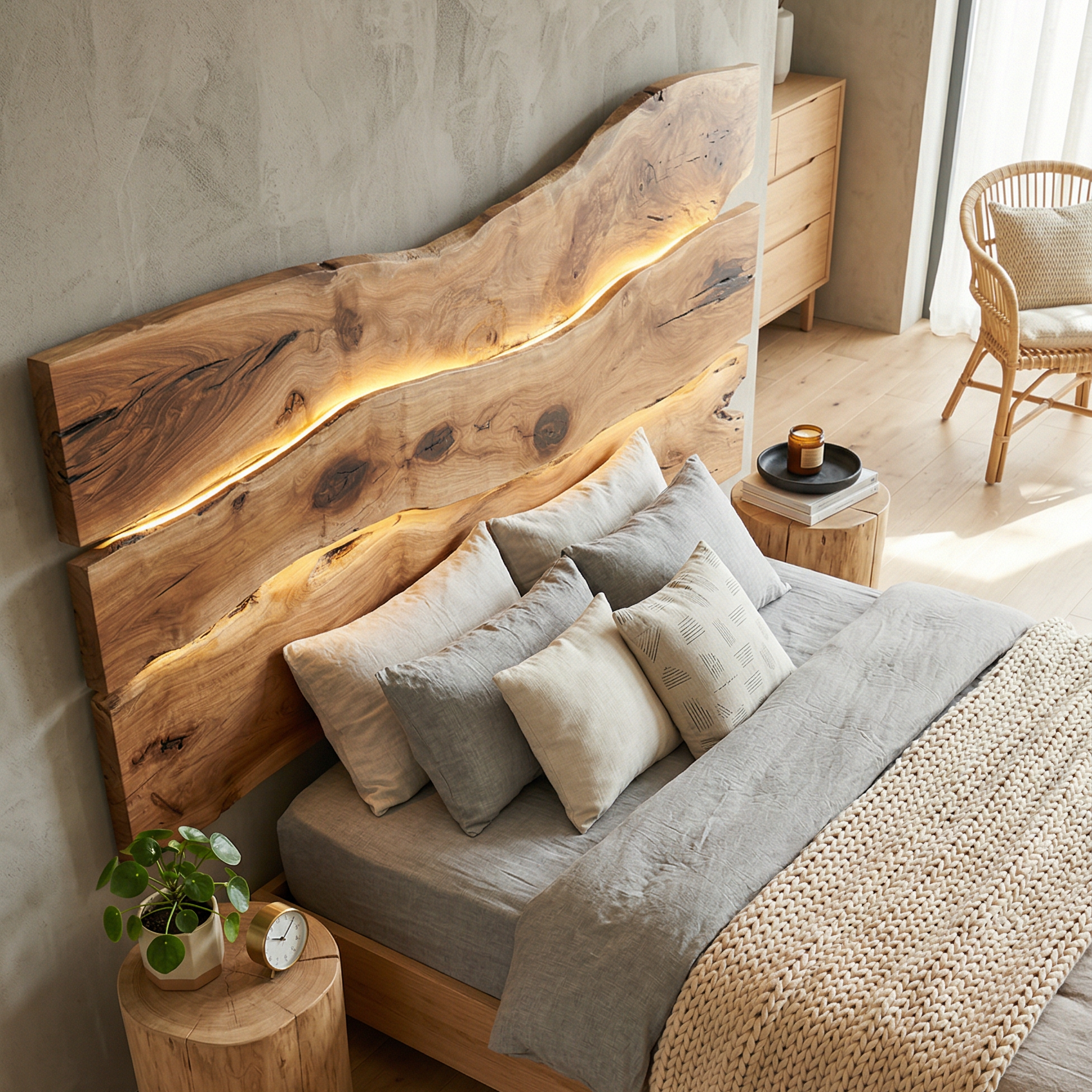 Modern Live Edge Headboard For Luxury Bedroom Interior Decor SILDTTRHB001