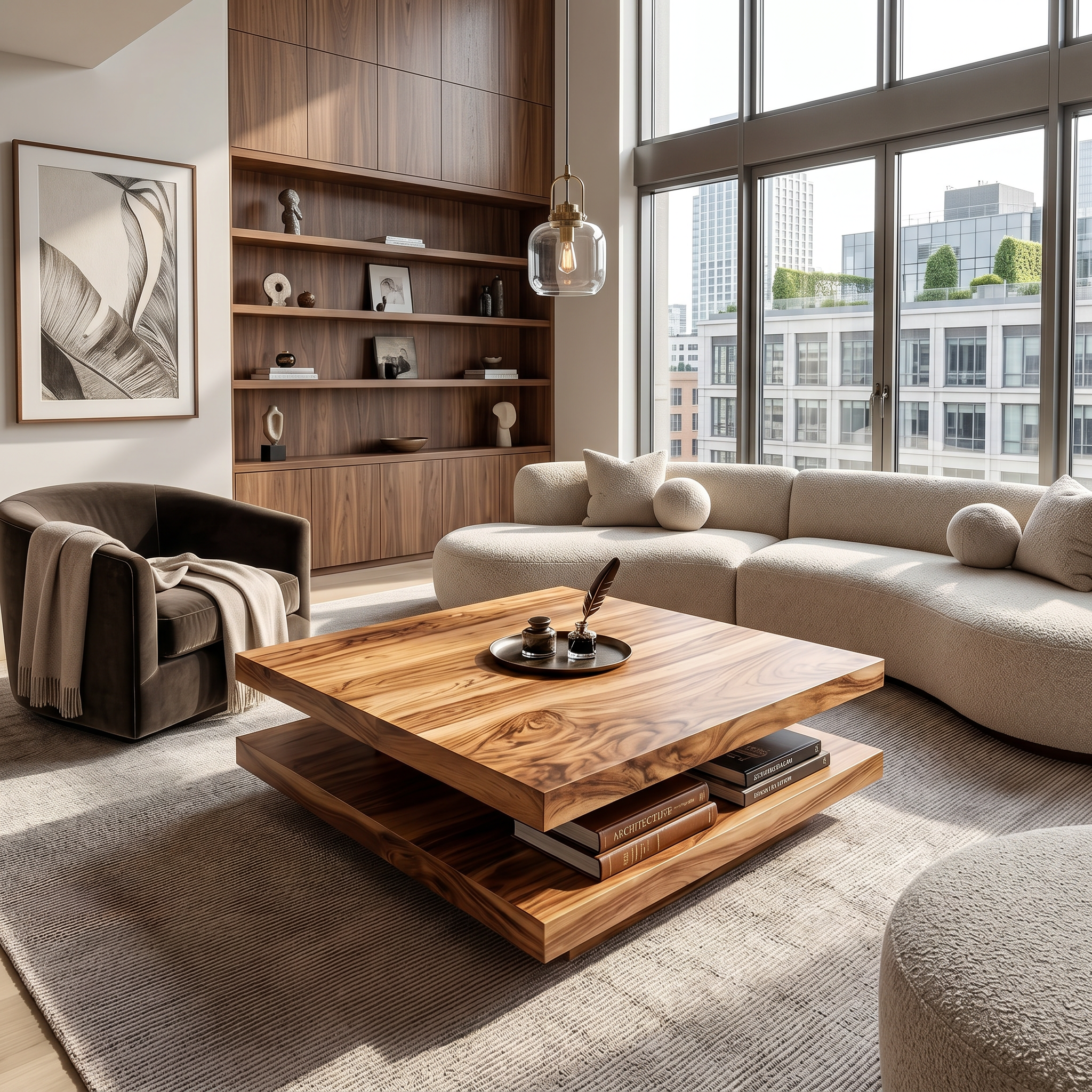 Modern Rustic Wooden Live Edge Coffee Table For Living Room SILDTTRCF045