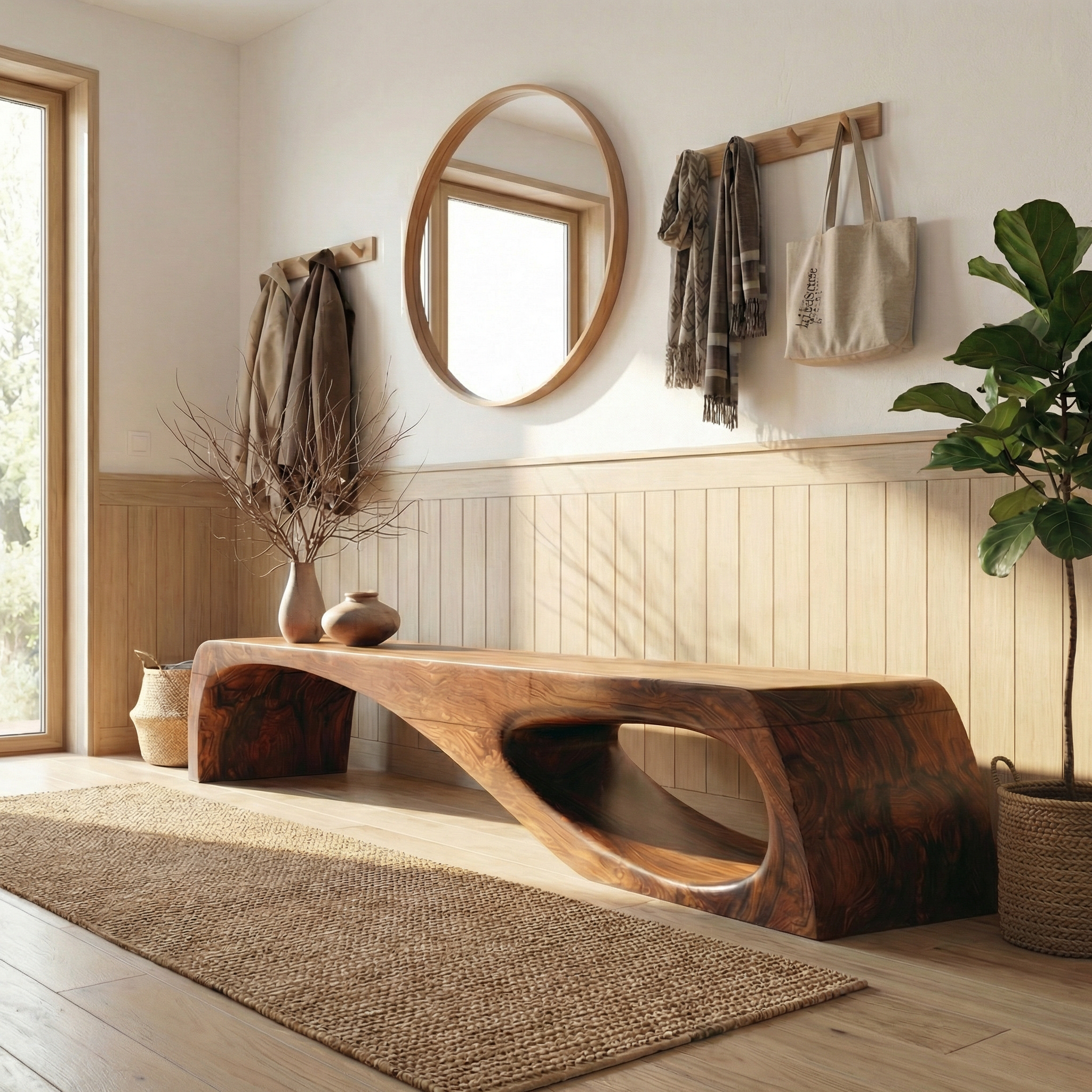 Modern Organic Garden Bench For Patio And Backyard Space SINLSARS087