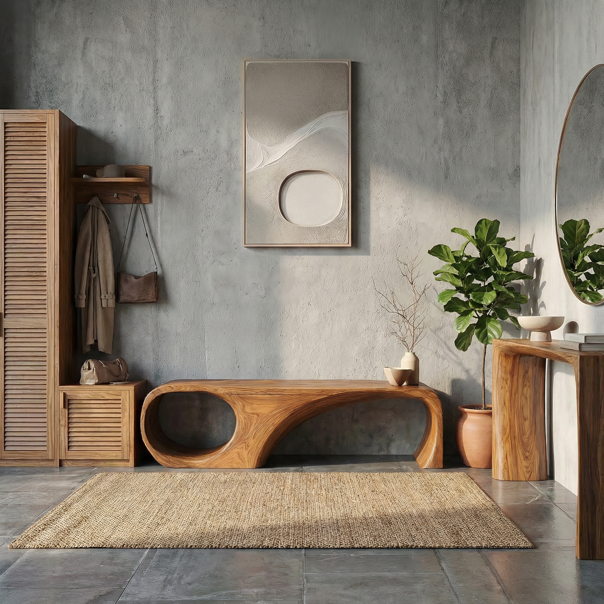 Modern Sculptural End Of Bed Bench For Bedroom And Interior Decor SINLSARS086