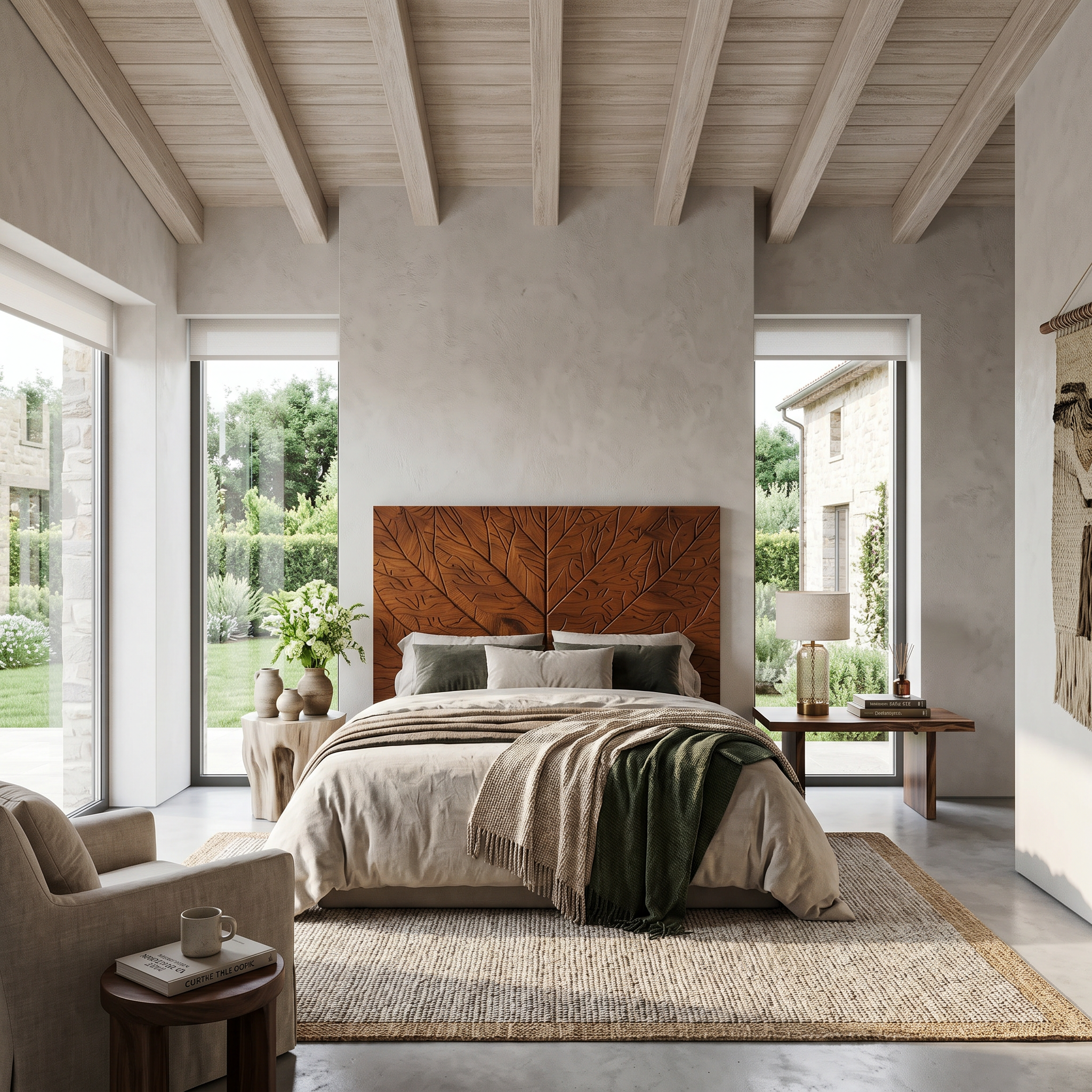 Contemporary Tree Ring Headboard Wooden Bed Headboard For Bedroom SINLSAHB039