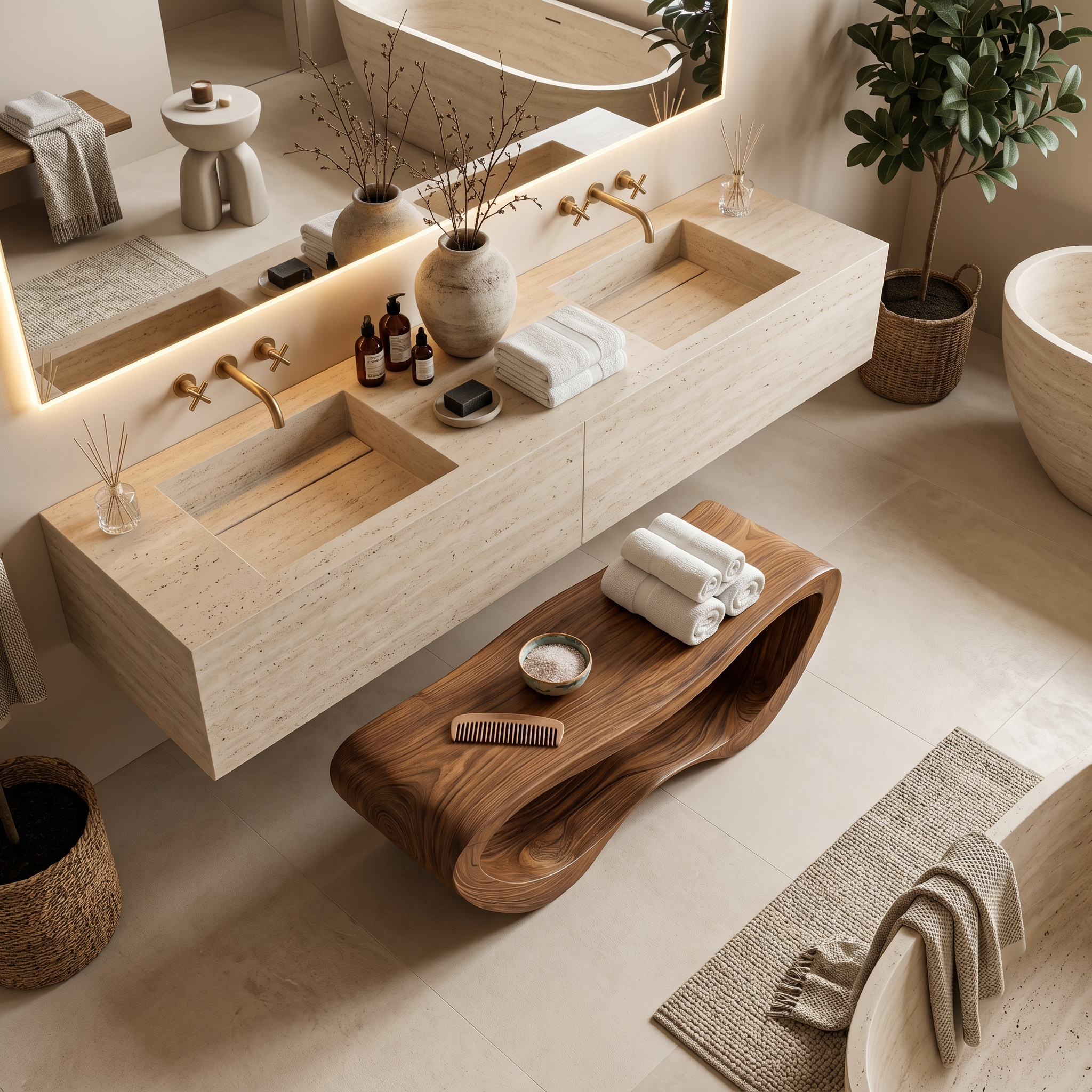 Minimalist Organic Shower Bench For Bathroom Or Spa SITHTTSB011