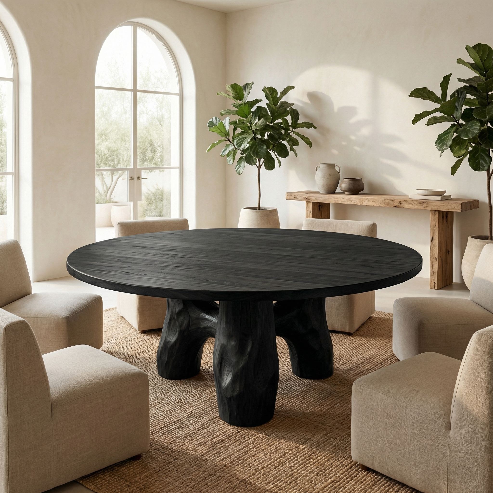 Rustic Round Outdoor Dining Table For Patio And Garden SINLSADT161