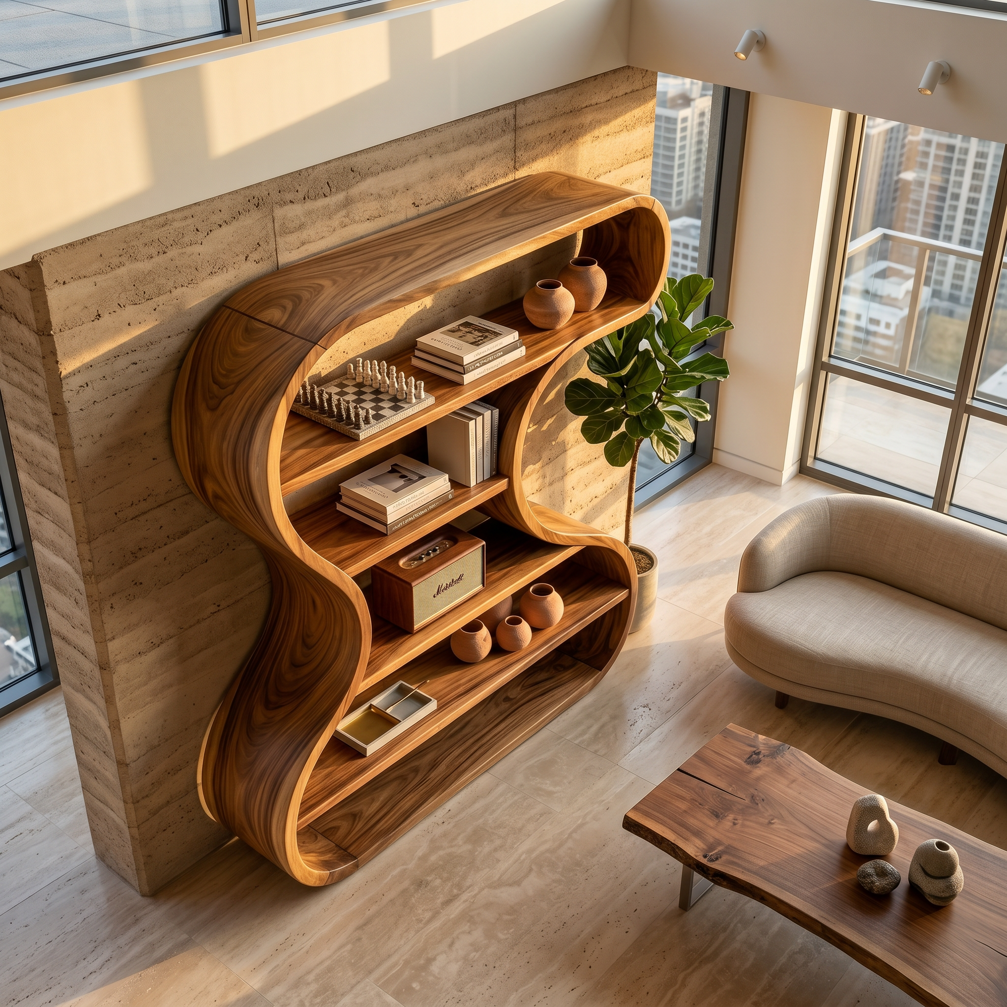 Sculptural Wooden Display Shelf For Modern Interiors SILDTTRBS032