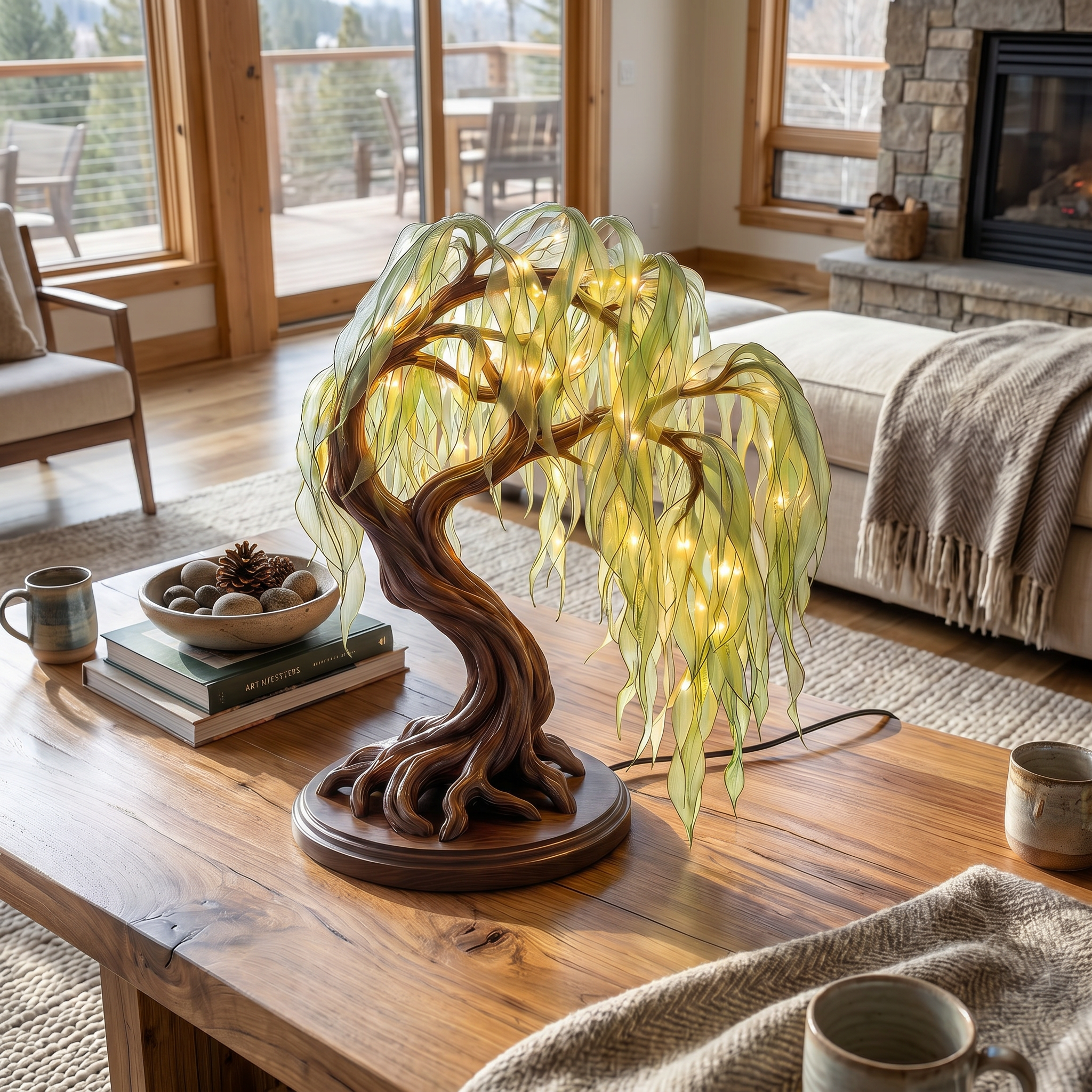 Japandi Bonsai Tree Table Lamp For Nightstand SINLSATL015
