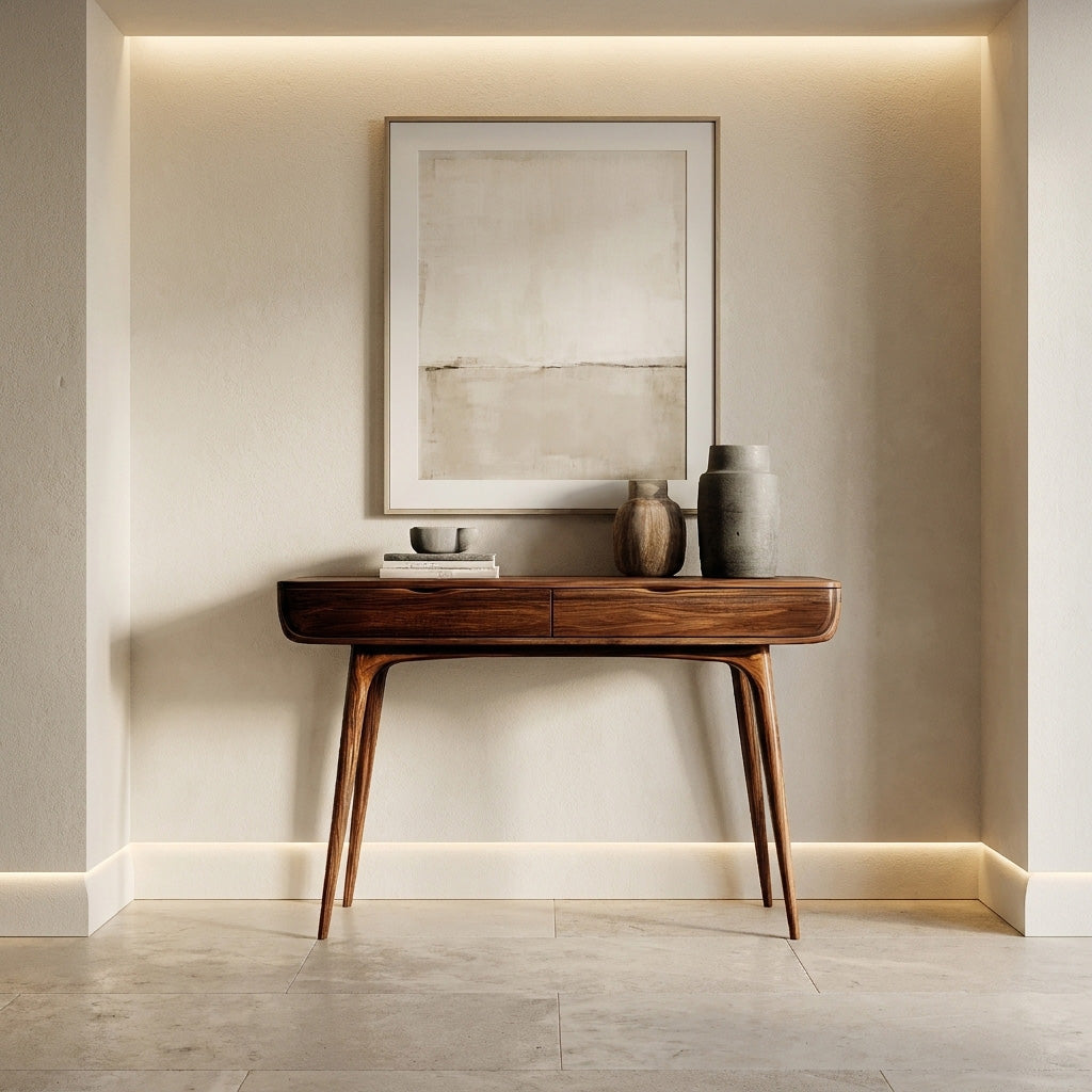 Mid Century Natural Wood Console Table For Hallway Decor RTTHHNCS024