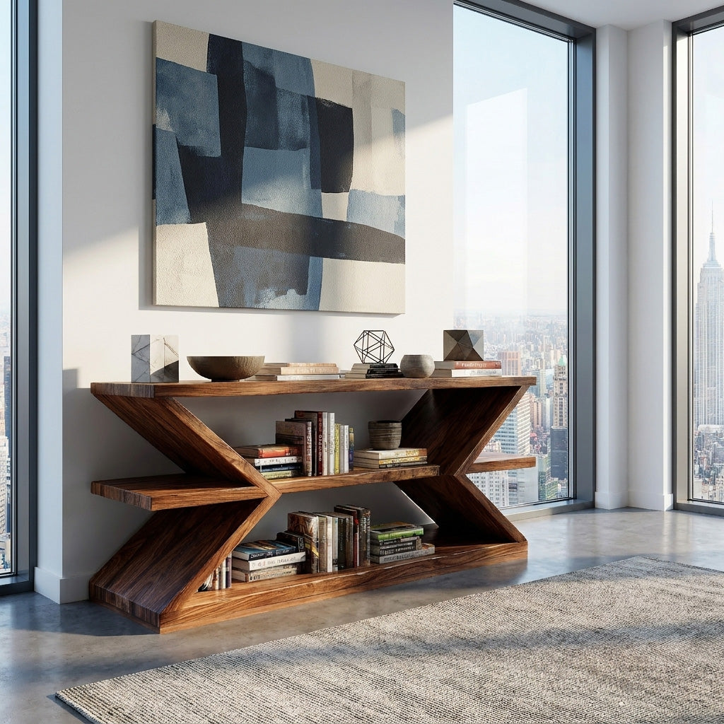 Contemporary Sculpture Wood Console Table For Modern Living Room RTTHHNCS020