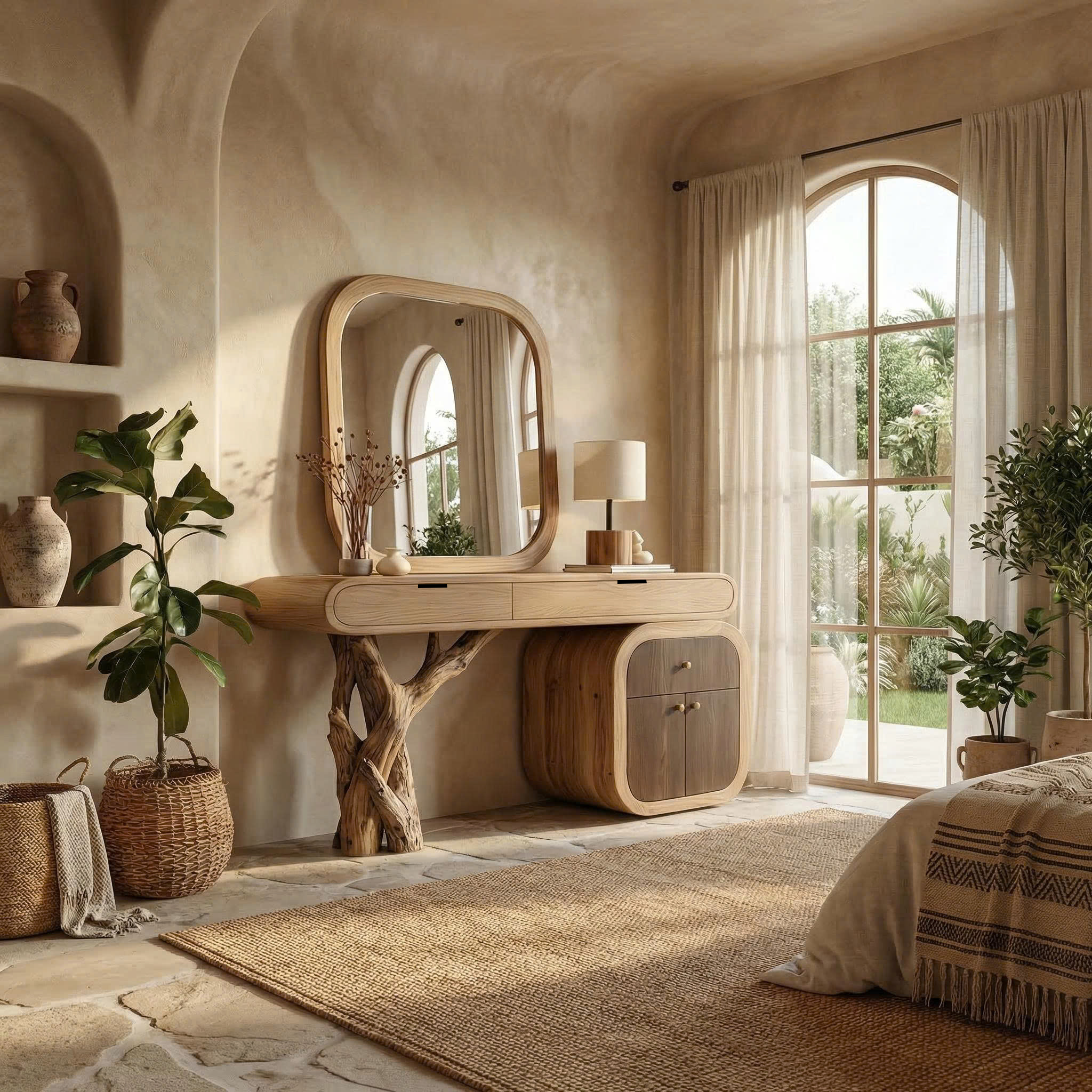 Rustic Dressing Table With Storage For Bedroom SINLSABDT049
