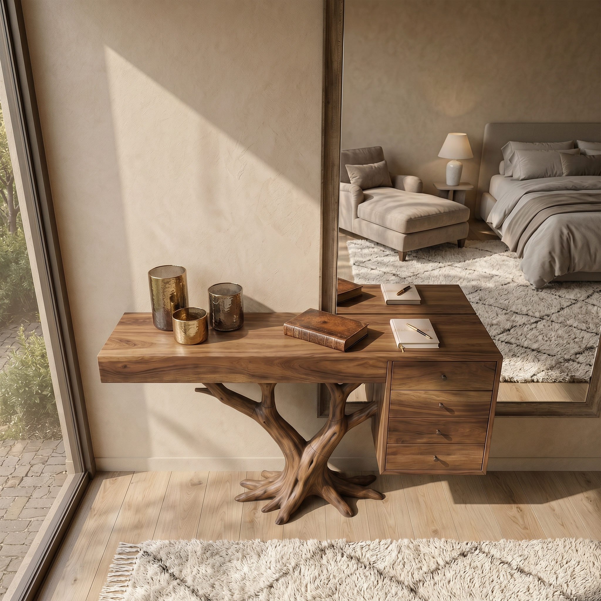 Organic Floating Console Table Designer Entryway SILDTTRCS074