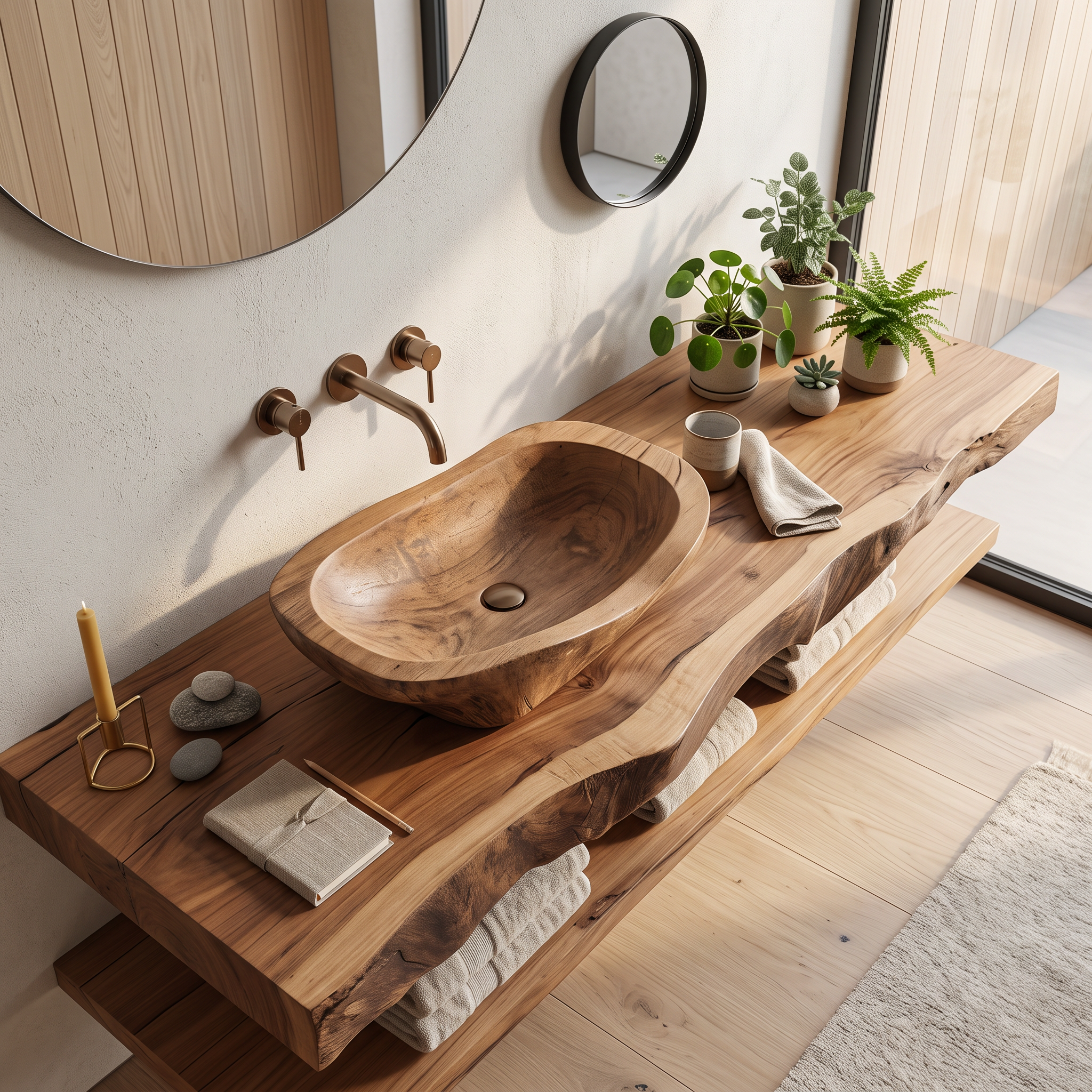 Handcrafted Wood Wash Basin For Elegant Bathroom Design SILDTTRVS005