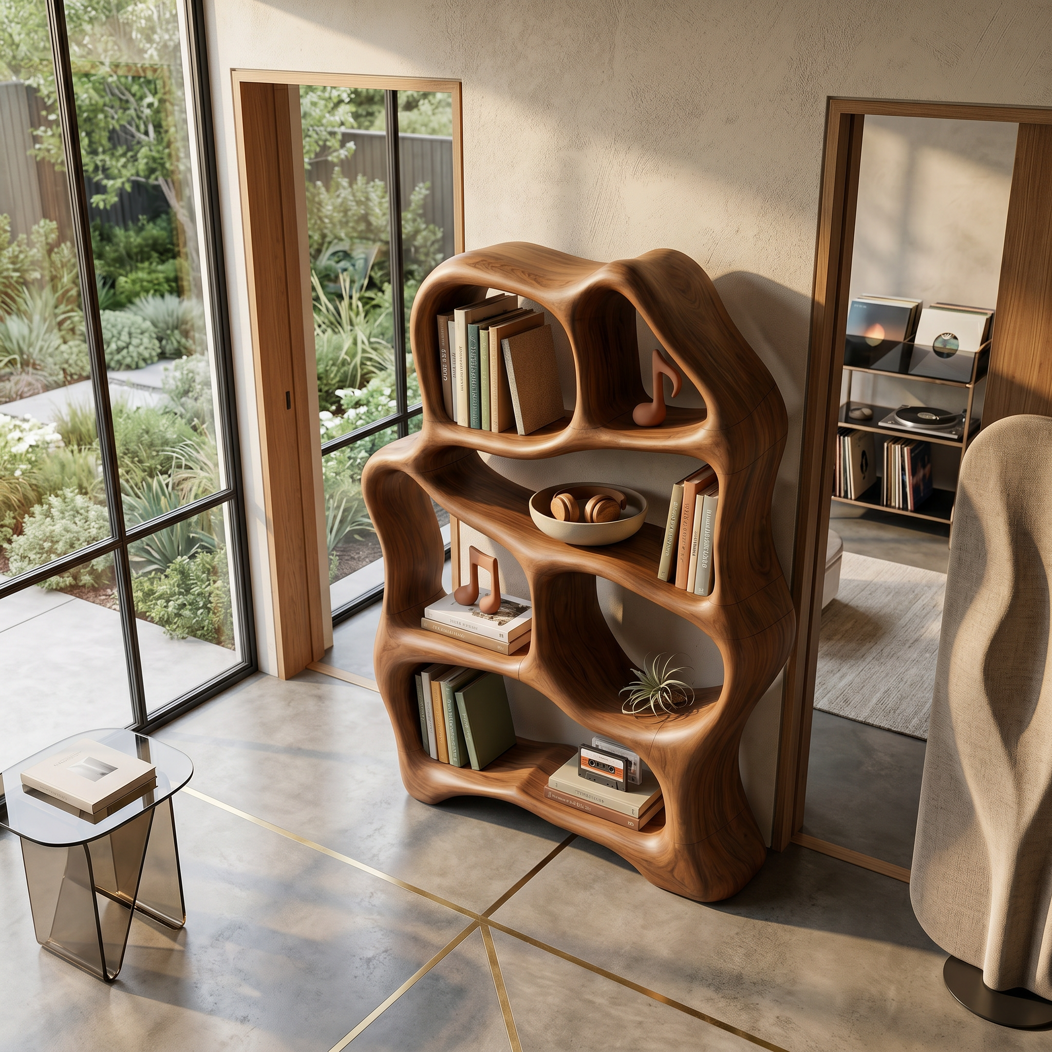 Organic Flow Bookcase For Cozy Reading Corner SILDTTNBS036