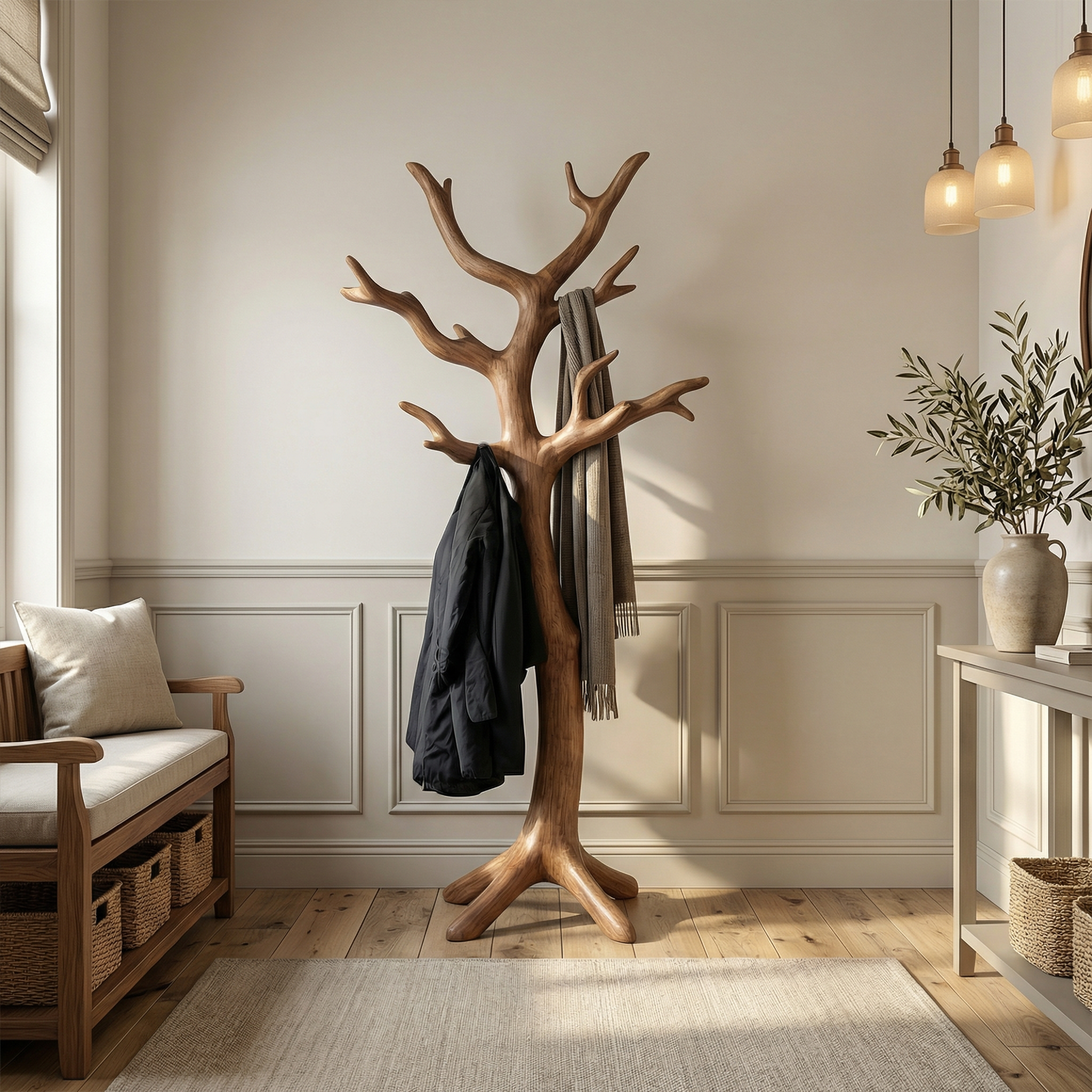 Rustic Statement Tree Coat Stand For Entryway And Feature Corner SINLSATCR098