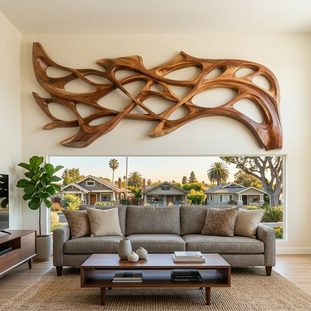 Organic Wood Wall Art Carved Design For Living Room Decor RTTHHNWA184