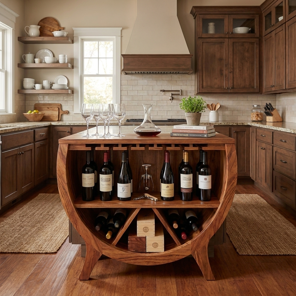 Wooden Wine Cabinet With Bottle Storage For Home Bar RTTHTTBCA036