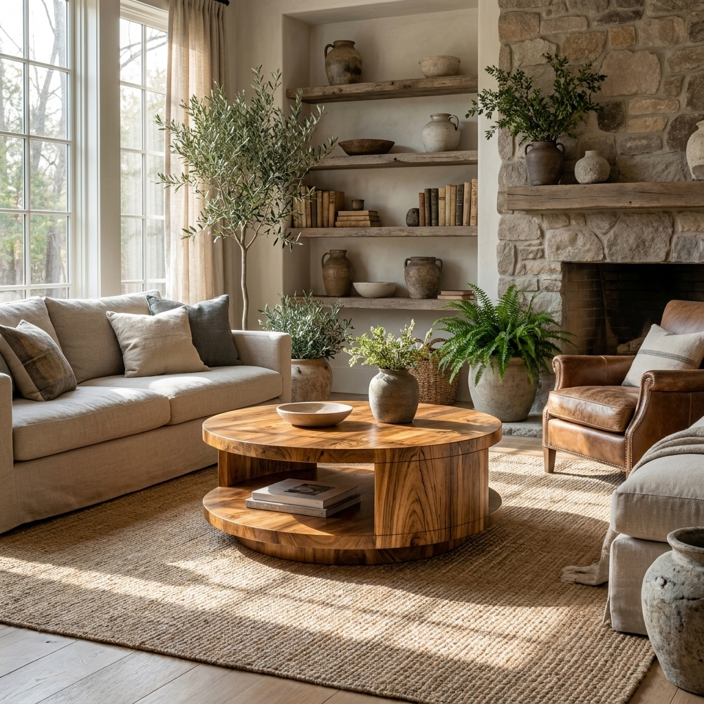Modern Round Coffee Table With Shelf For Living Room And Lounge SITHTTCF002