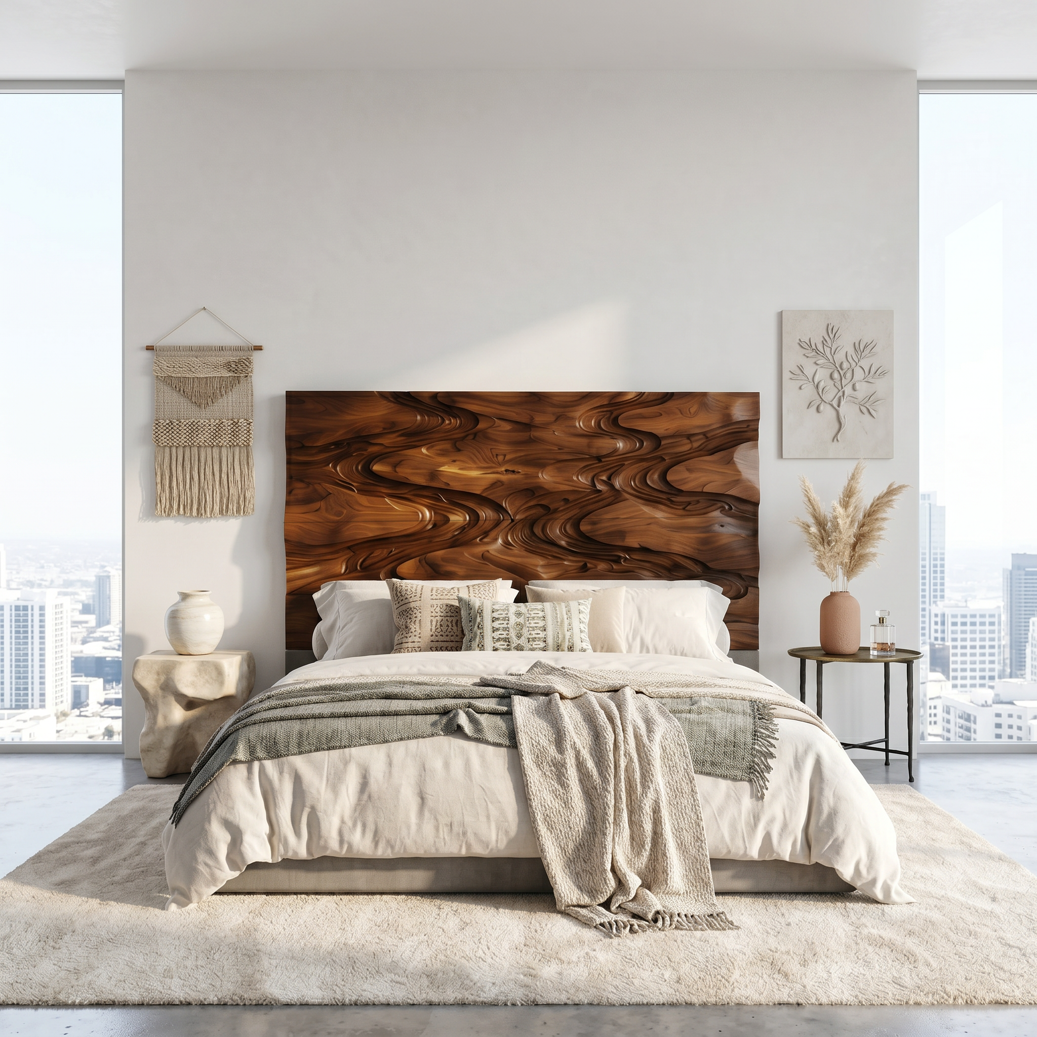 Rustic Live Edge Headboard Wooden Bed Headboard For Bedroom SINLSAHB044