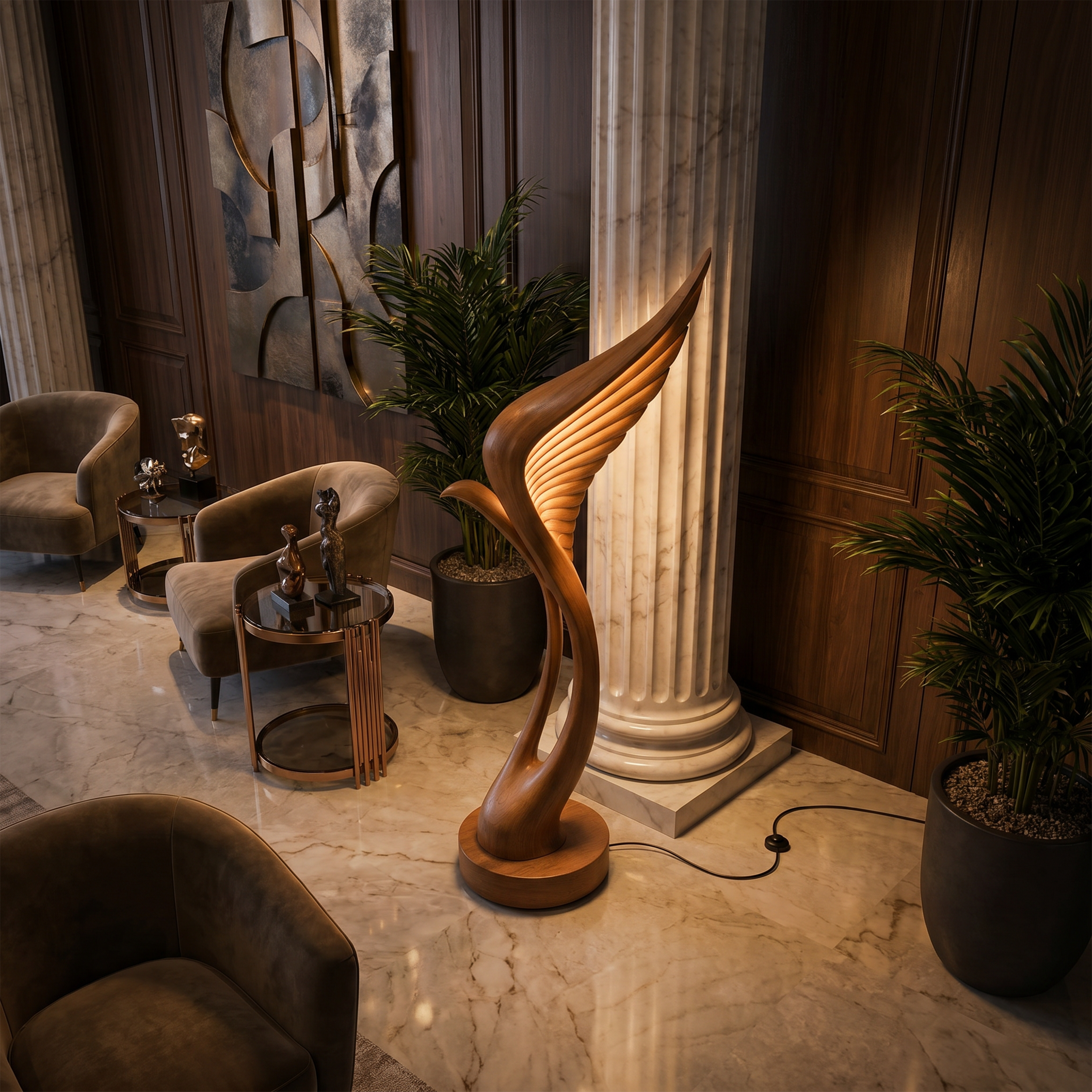 Mid Century Feather Wing Floor Lamp For Living Space SILDTTNLAM005