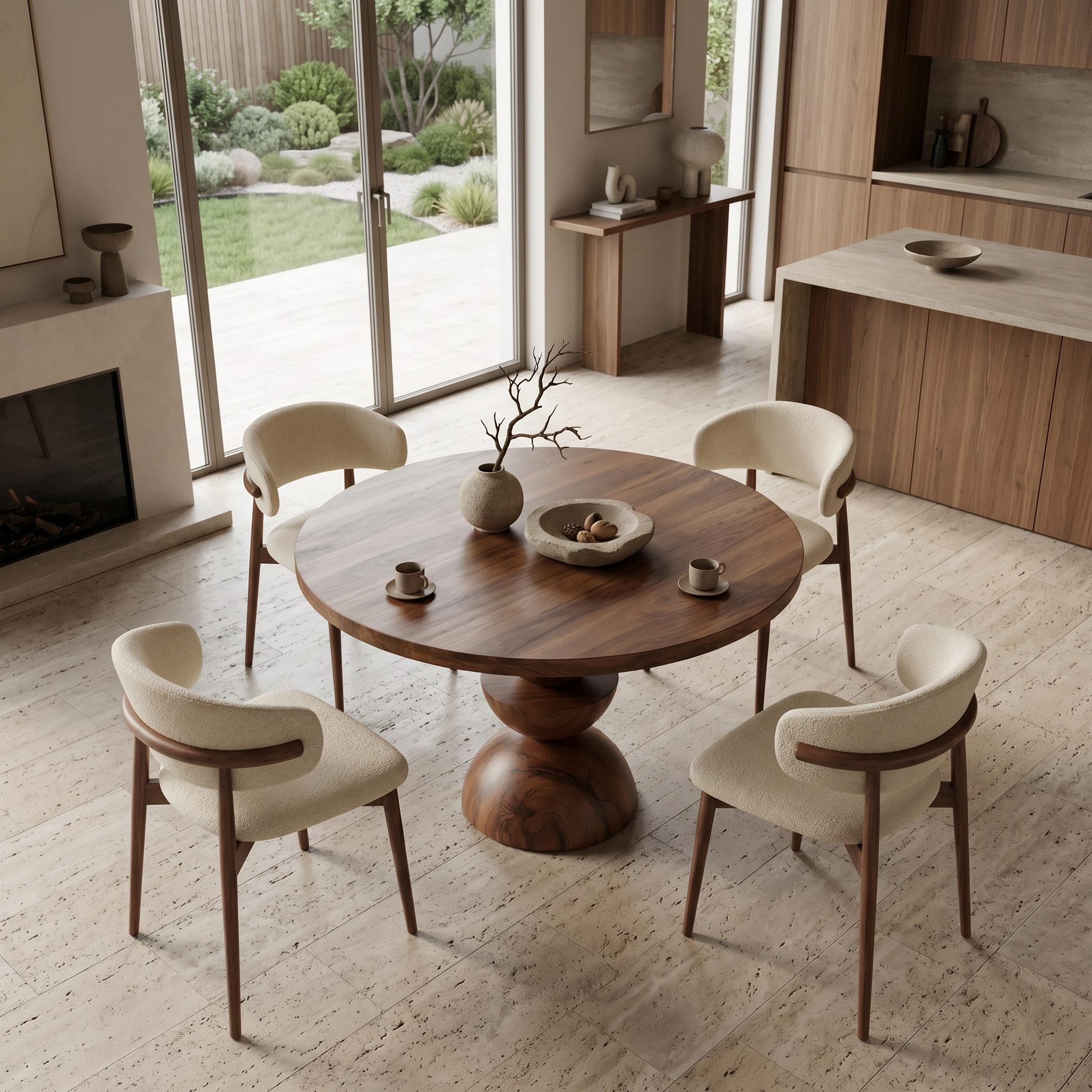 Modern Round Dining Table With Geometric Base For Kitchen And Dining Room SITHTTDN001