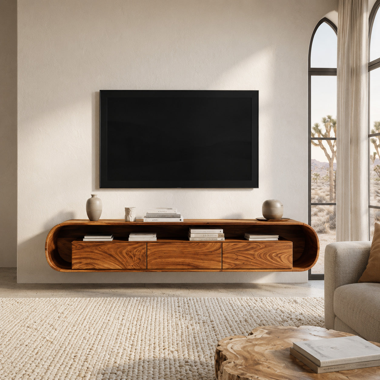 Organic Modern Floating TV Console For Living Room RTTHHNTVC059