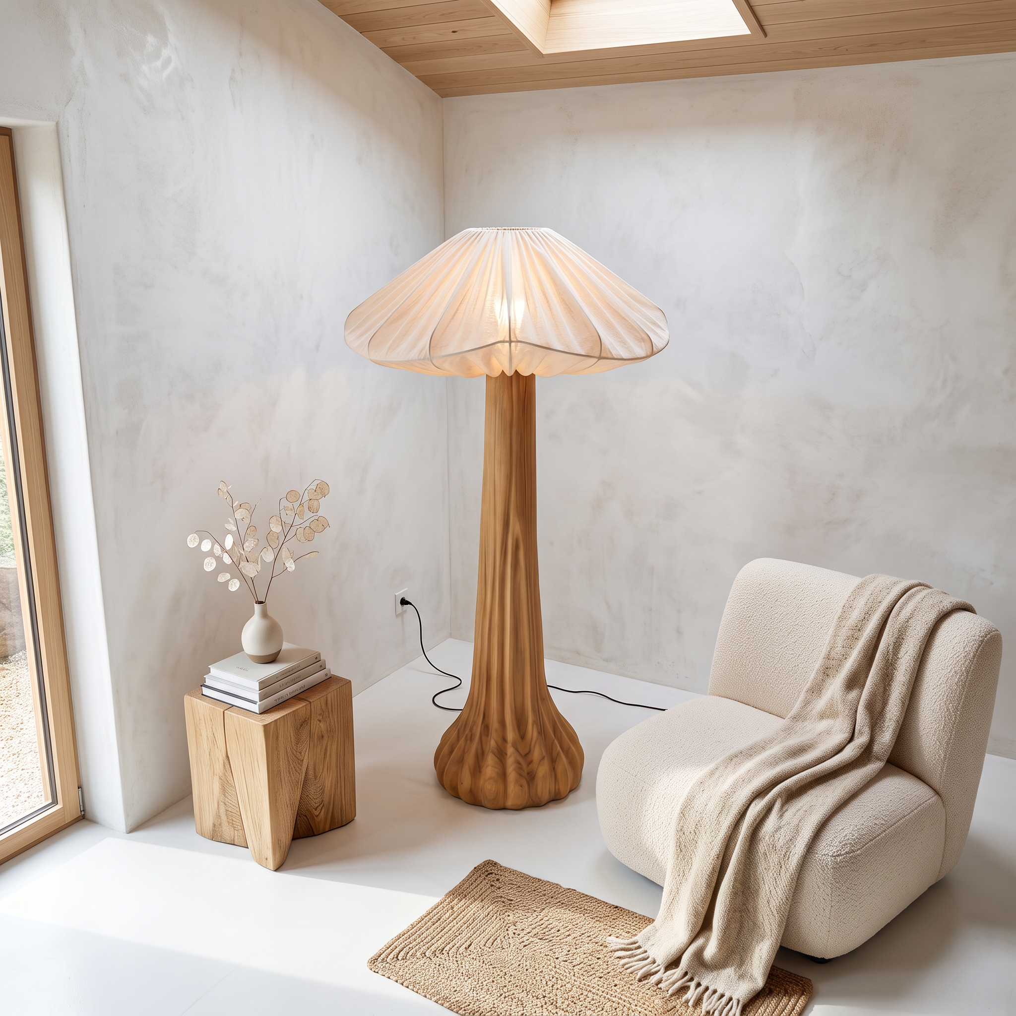 Contemporary Floor Lamp Organic Mushroom Design Reading Corner SINLSAFLP133