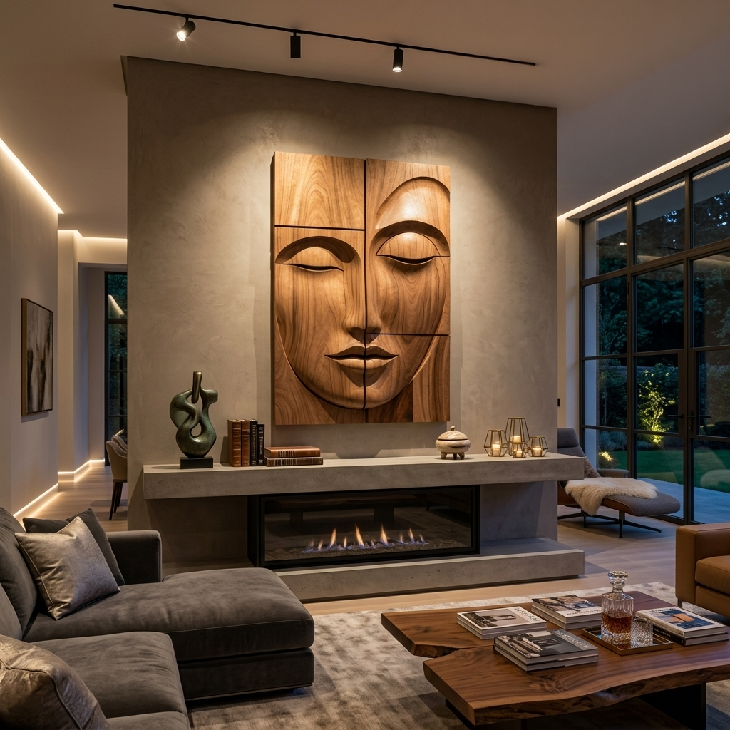 Modern Buddha Face Wall Art For Living Room And Entryway SITHTTWA001
