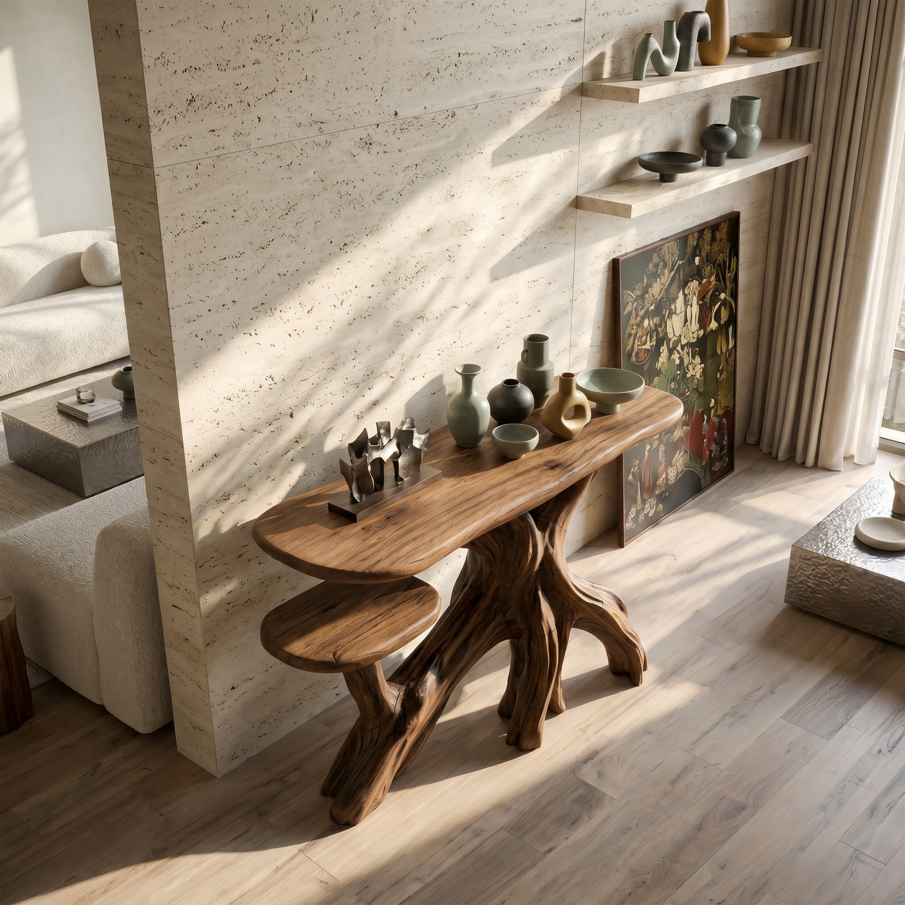 Japandi Zen Wood Console Table For Bedroom Interior SILDTTRCS069