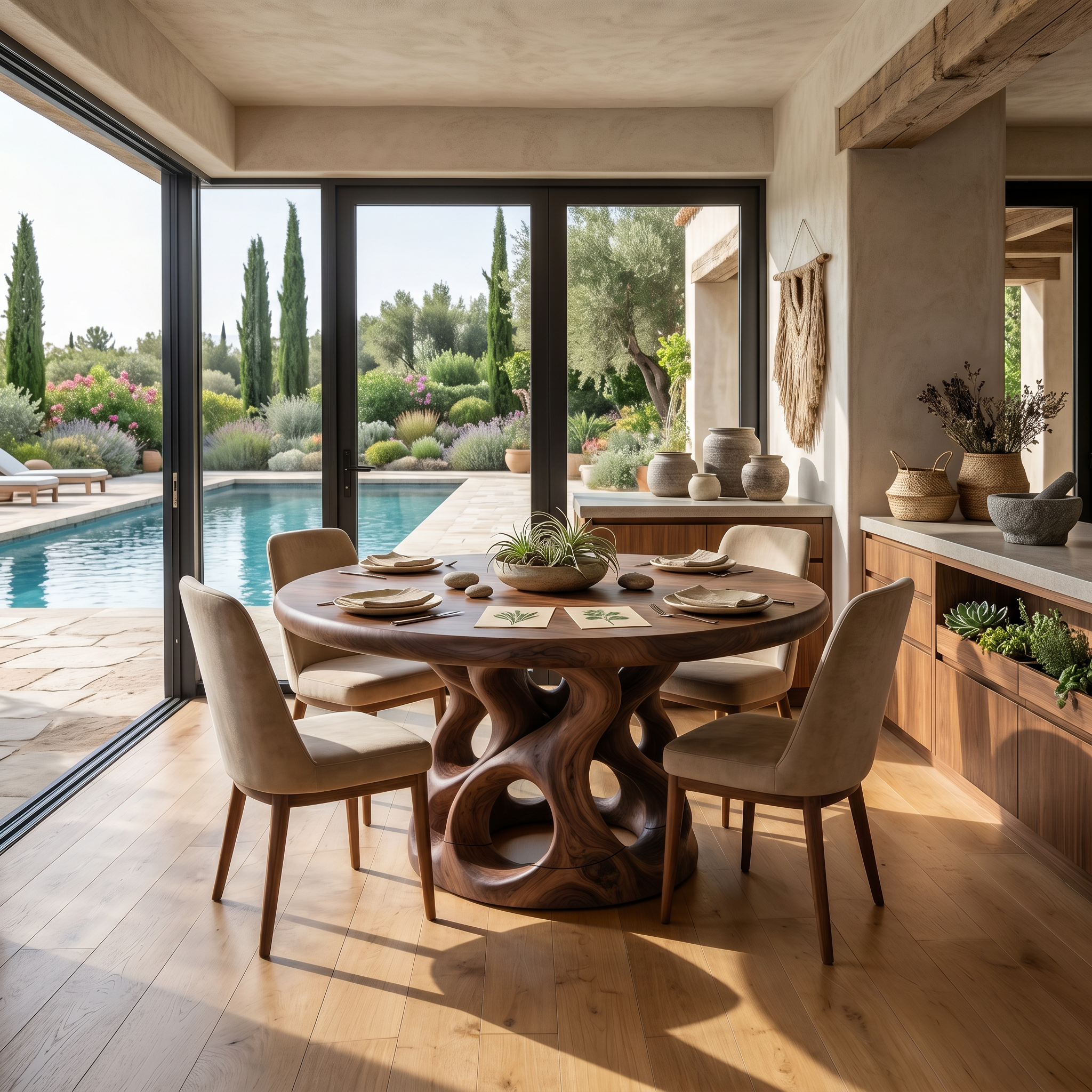 Sculptural Round Kitchen Table For Garden View Room SILDTTRDN065