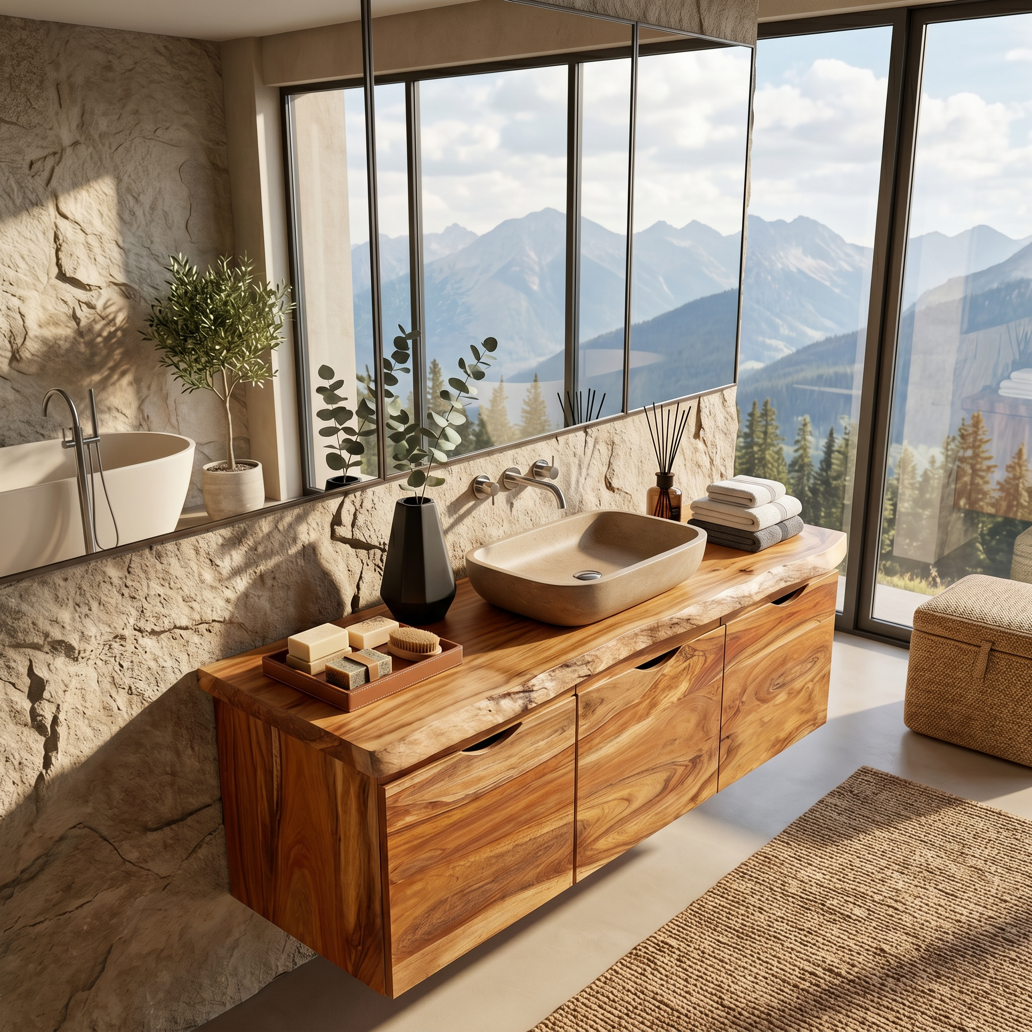 Minimalist Double Sink Vanity Garden Bathroom SILDTTRBRV180