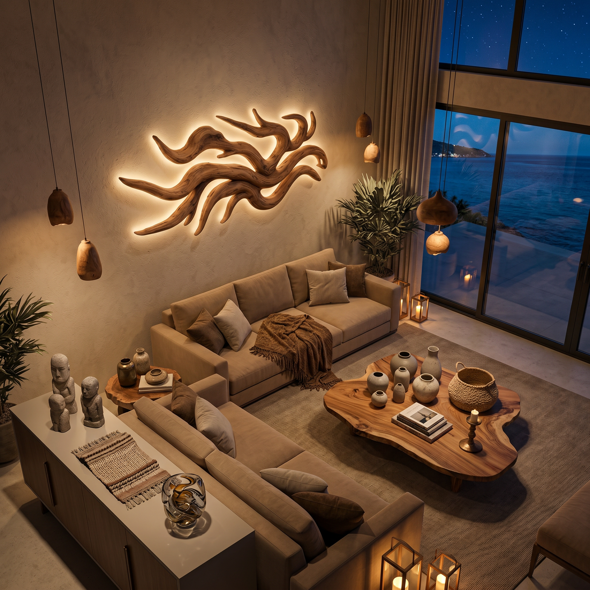 Artistic Wood Wall Light Flowing Root Design For Bedroom Decor RTTHTTLAM060