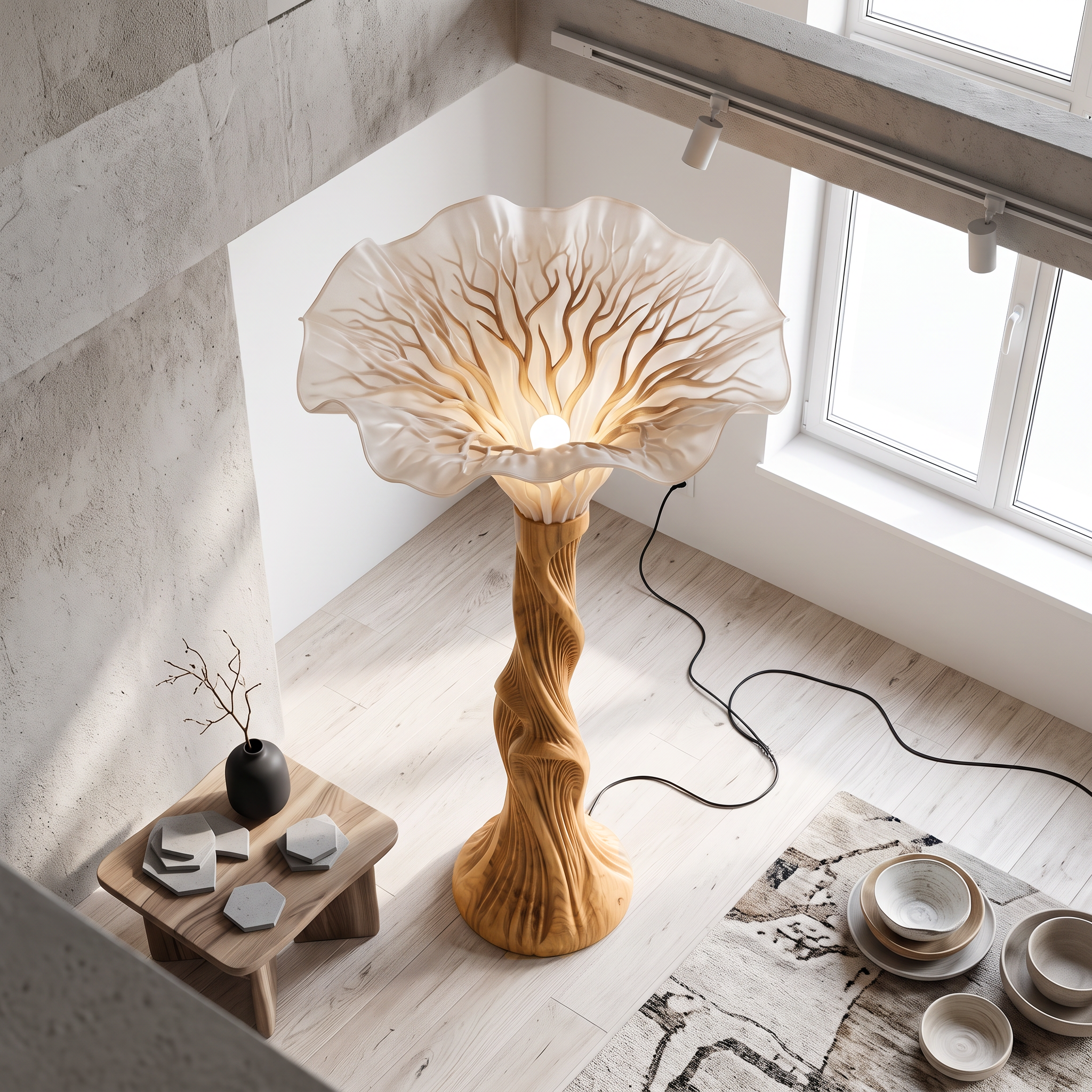 Boho Floor Lamp Blooming Mushroom Shade Reading Nook SINLSAFLP138